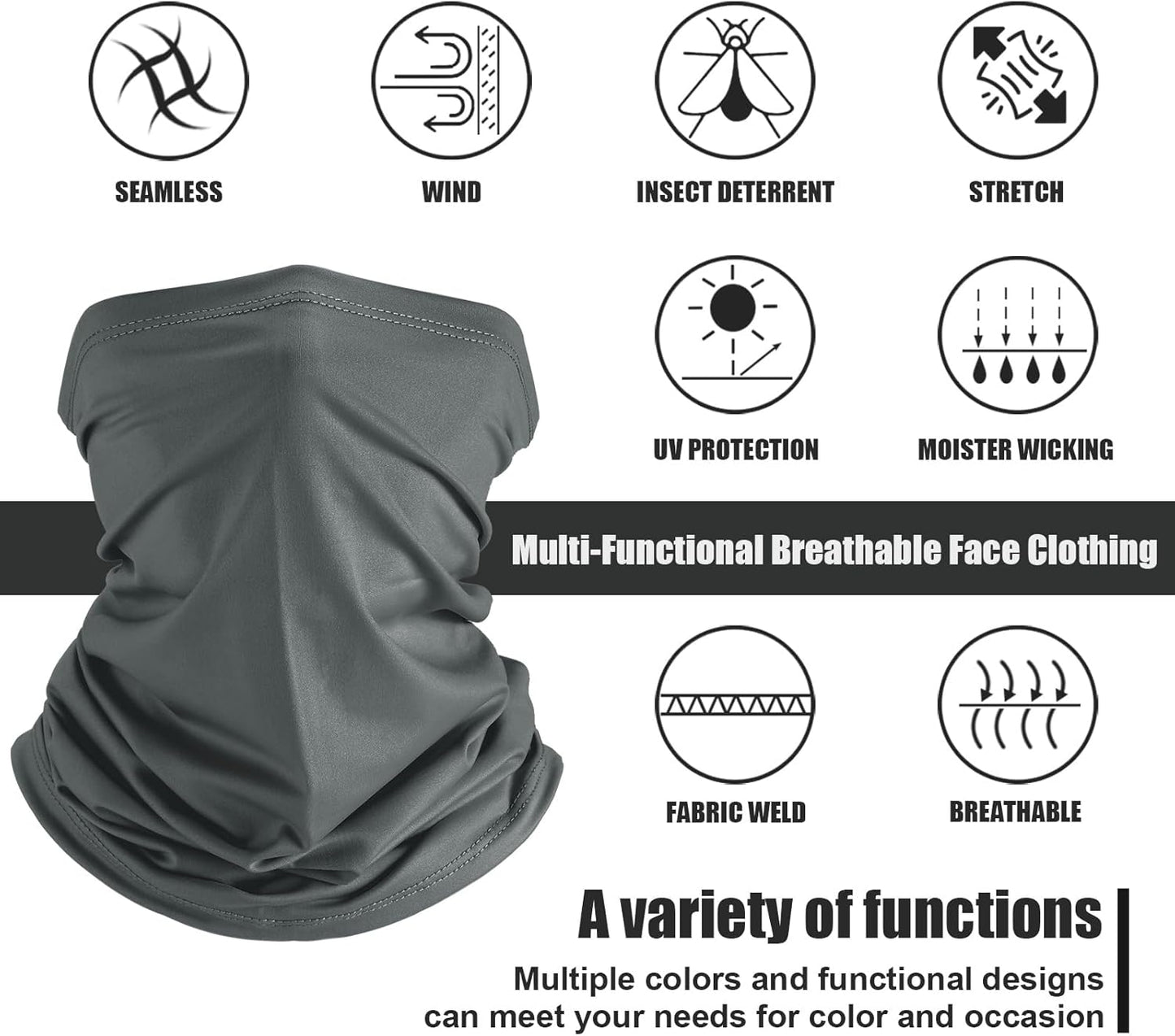 Geyoga 6 Pieces Summer UV Protection Cooling Neck Gaiter Face Clothing Neck Gaiter Mask Scarf Sunscreen Breathable Bandana