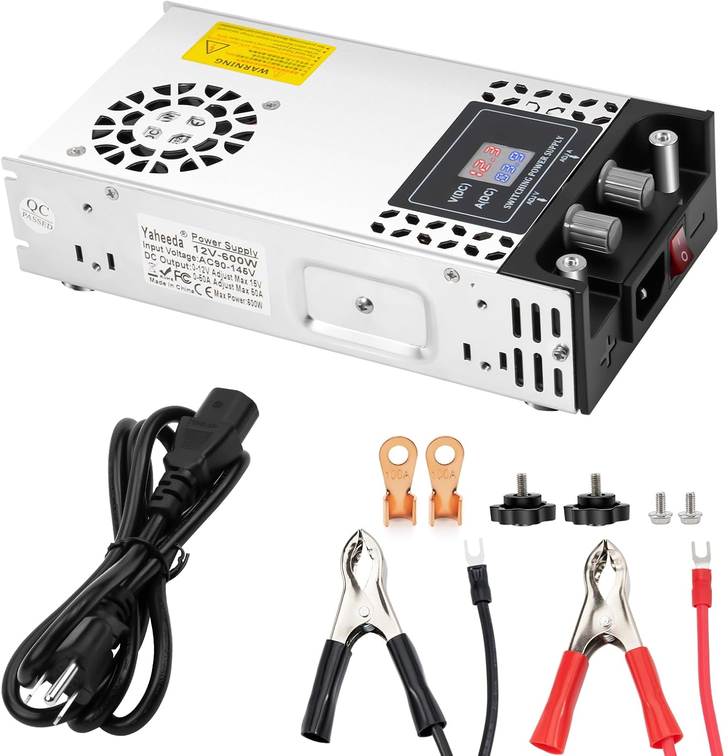 Adjustable Power Supply with LED Display - AC110V/220V to DC 0-12V Converter 600W 50A Power Supply