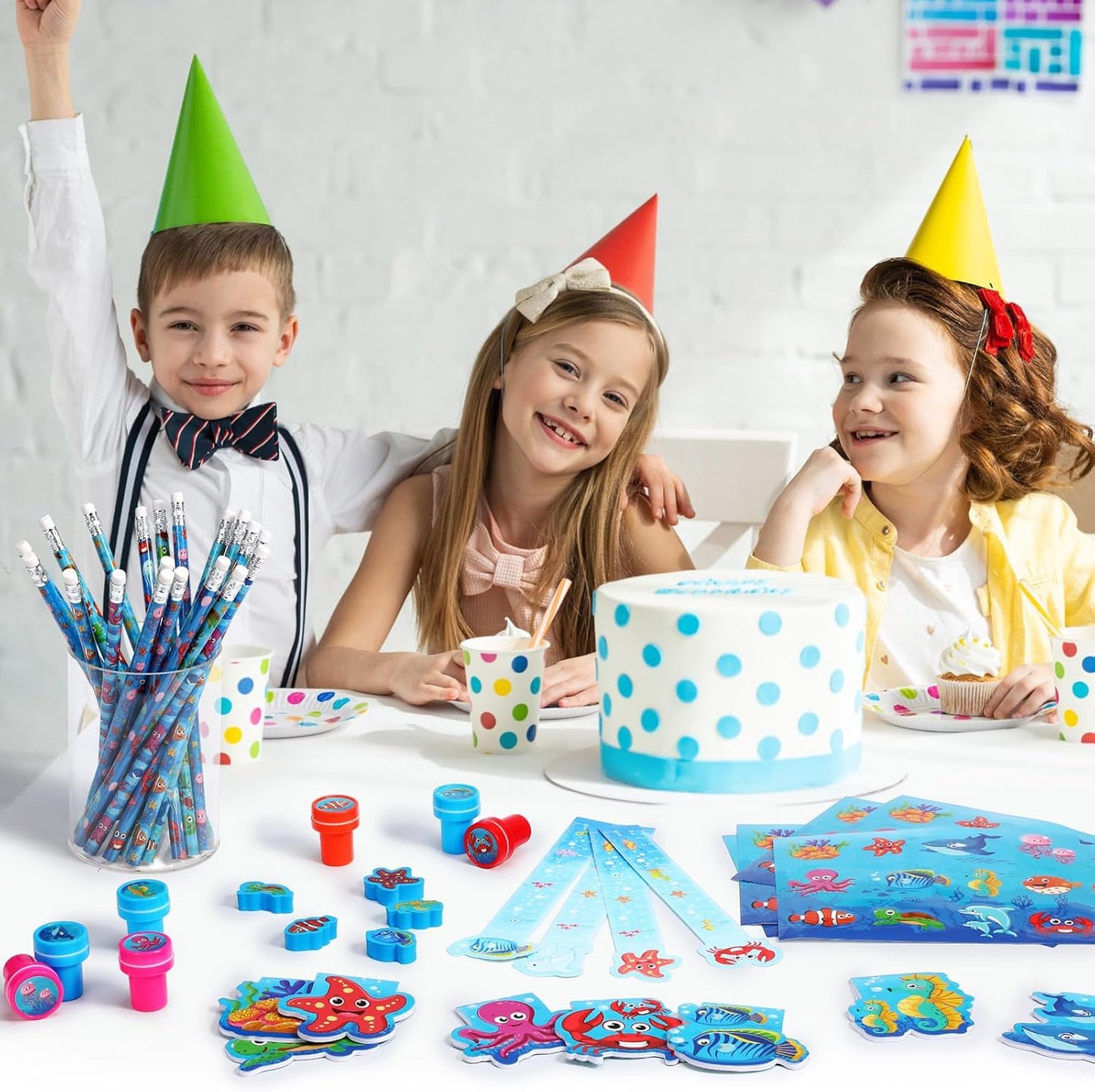 PerKoop 168 Pcs Under The Sea Stationery Ocean Themed Goodie Bag Stuffers Party Supplies with Mini Ocean Notebook Pencil Sticker Stationery Gift Set for Sea Animals Prizes Rewards Piñata Fillers