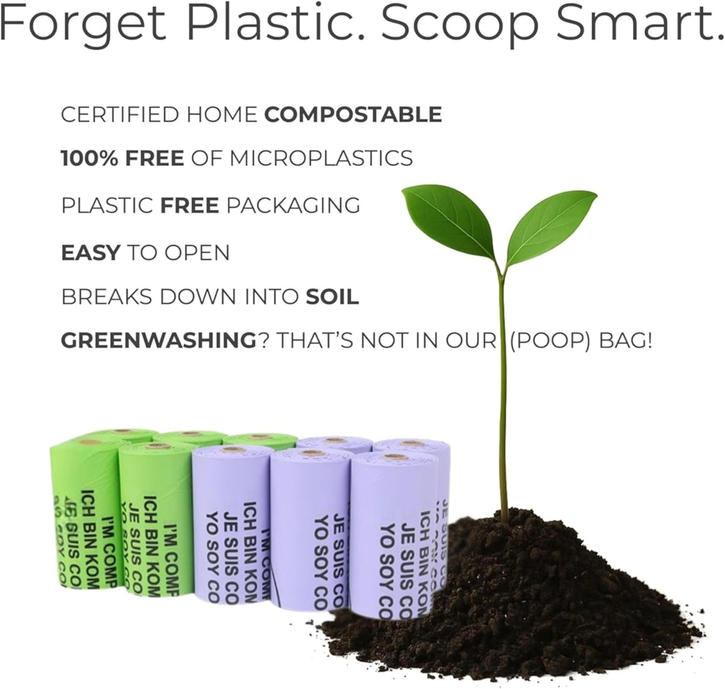 0 Plastic -150 bags, 100% Certified Home Compostable Dog Poop Bags - we give back to World Animal Protection - ASTM D6400 & EN 13432 Compliant, extra thick & Leak proof dog poop bags