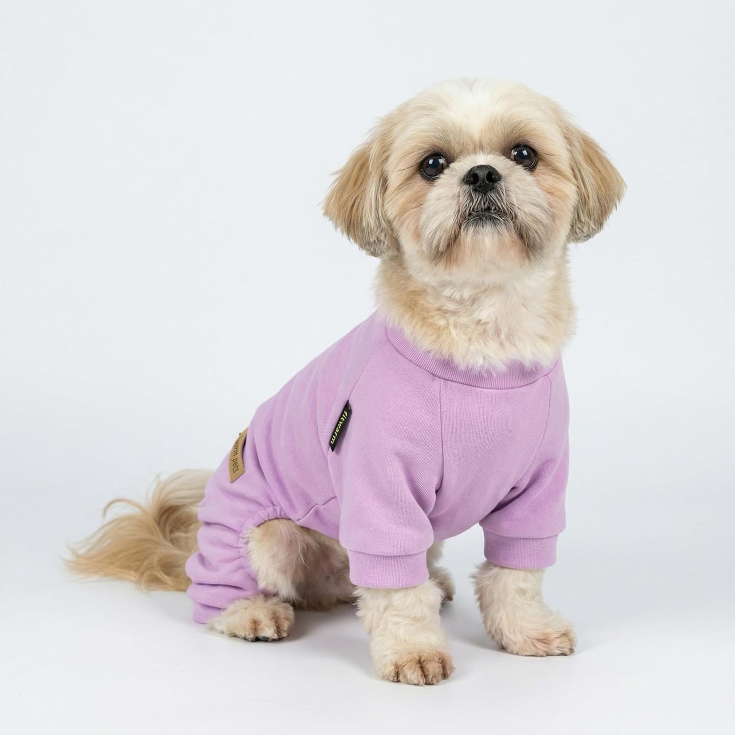 Fitwarm 2 Pack Lightweight Fleece Dog Pajamas, Warm Winter Dog Clothes for Small Dogs Boy Girl, Cozy Pet Onesie with Feet, Violet Purple, Large