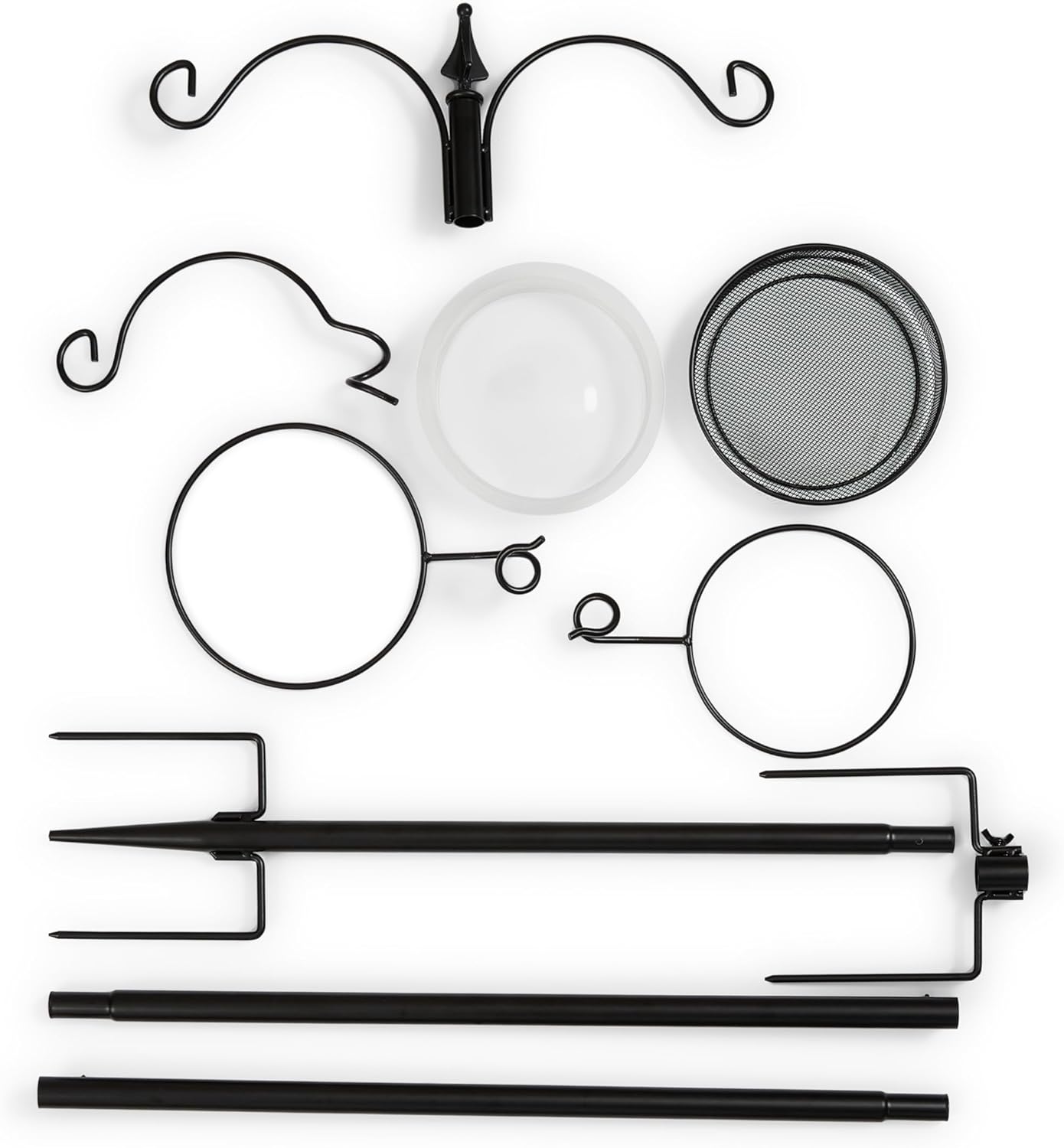 Backyard Expressions Bird Feeding Station Kit - 75" Bird Feeder Pole with 5 Prong Base and Stand for Outdoors - Black