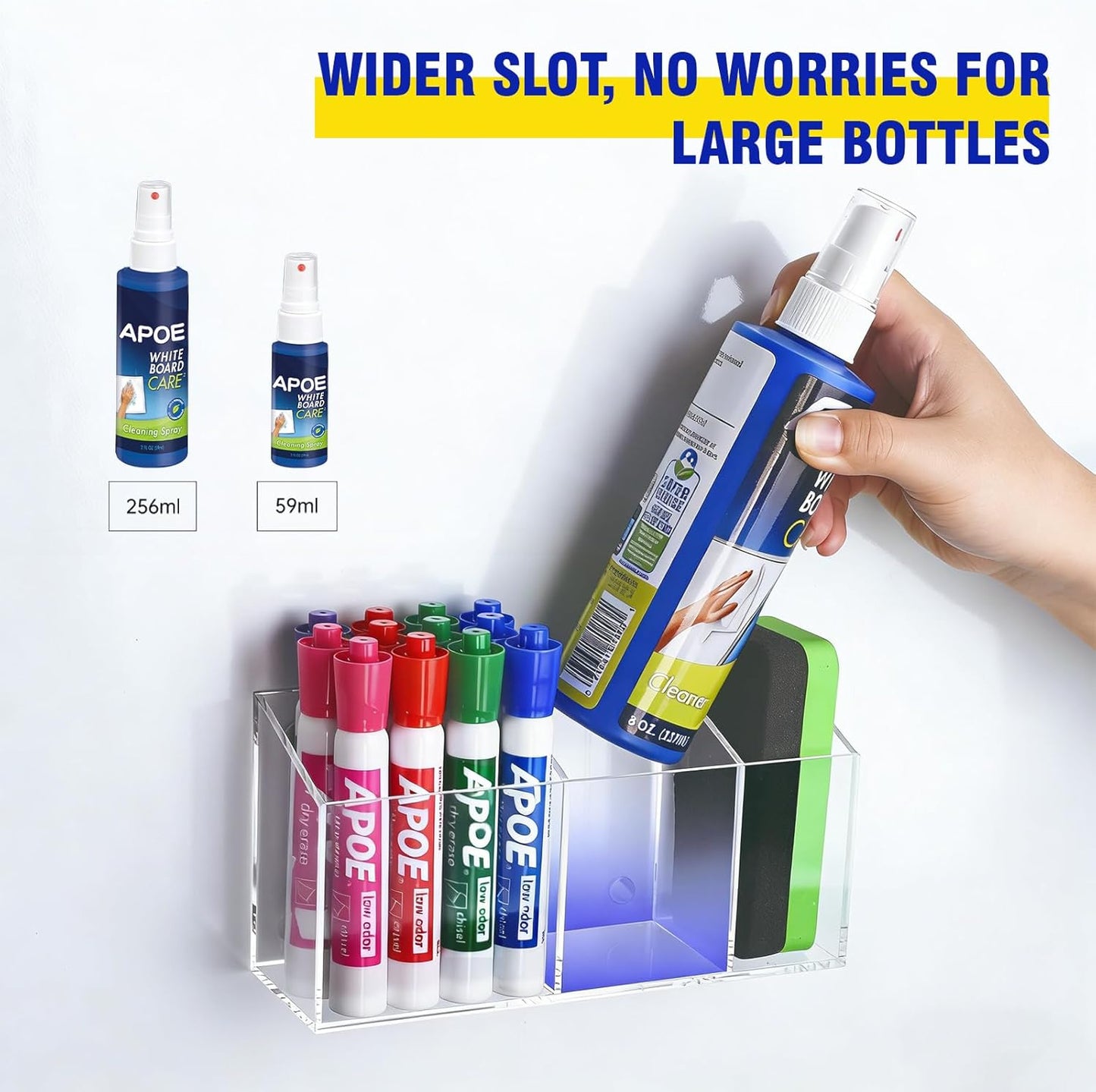 Magnetic Dry Erase Marker Holder for Whiteboard, Anti-slip Magnet Pen Holder for Fridge Refrigeator, Acrylic Pencil Holder for Classroom Teacher, Office Desk Accessories, Locker Organizer