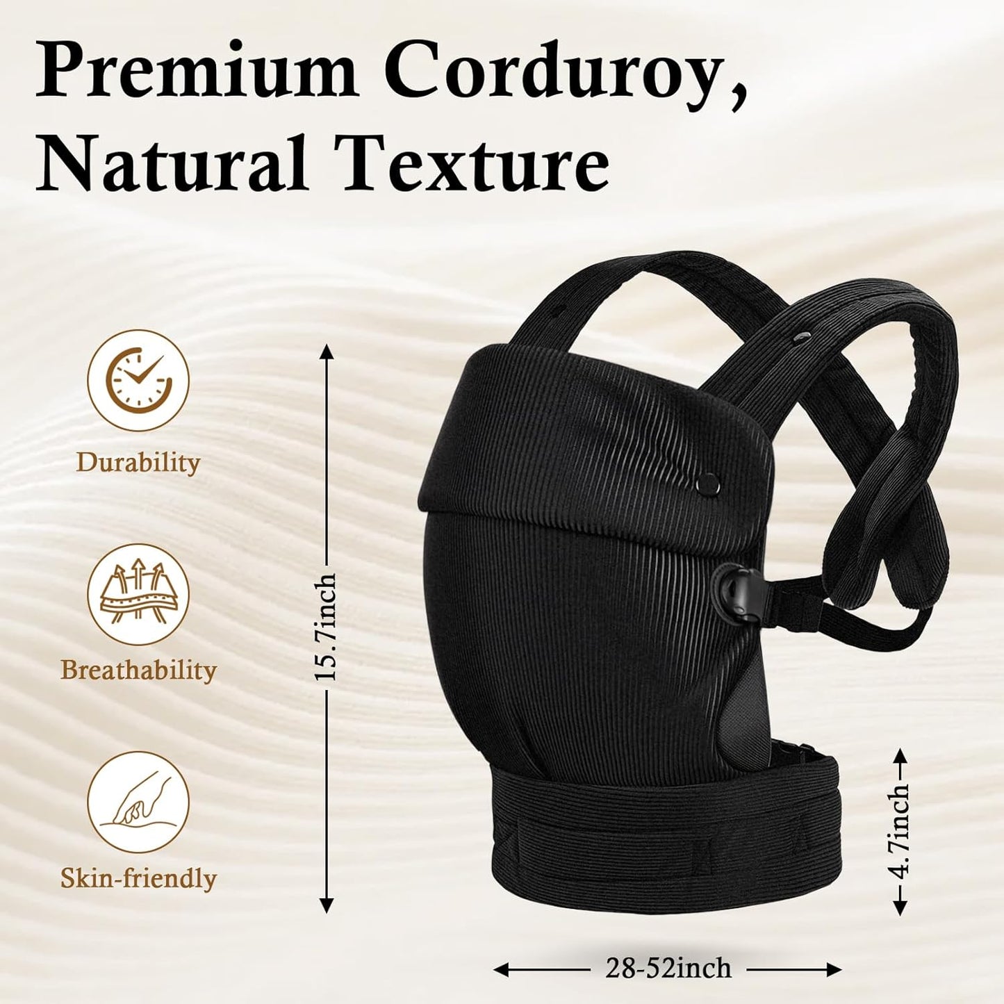 Baby Carrier, Adjustable Lightweight Carrier Newborn to Toddler 7-44 lbs, Infant Carrier with Lumbar Support Front & Back Carry - Black