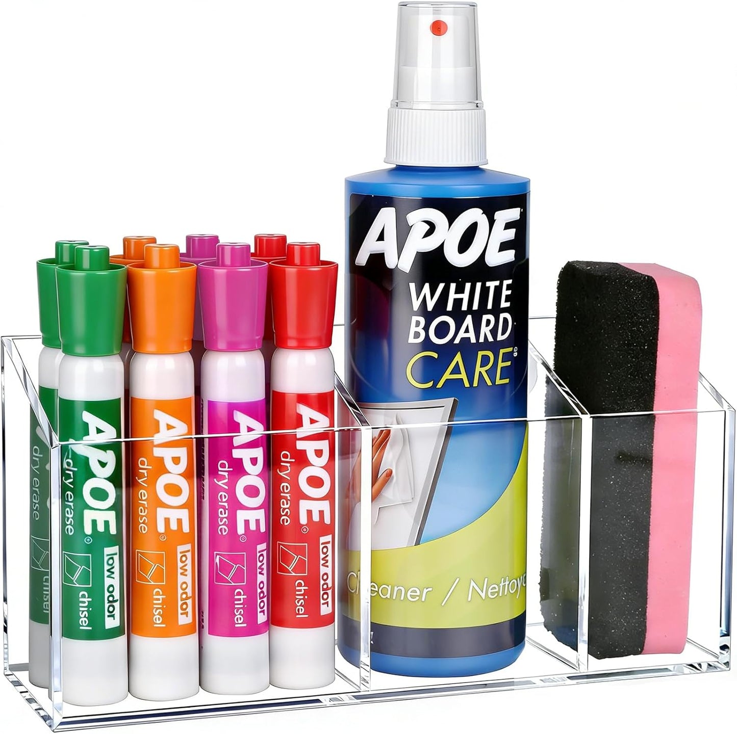 Magnetic Dry Erase Marker Holder for Whiteboard, Anti-slip Magnet Pen Holder for Fridge Refrigeator, Acrylic Pencil Holder for Classroom Teacher, Office Desk Accessories, Locker Organizer