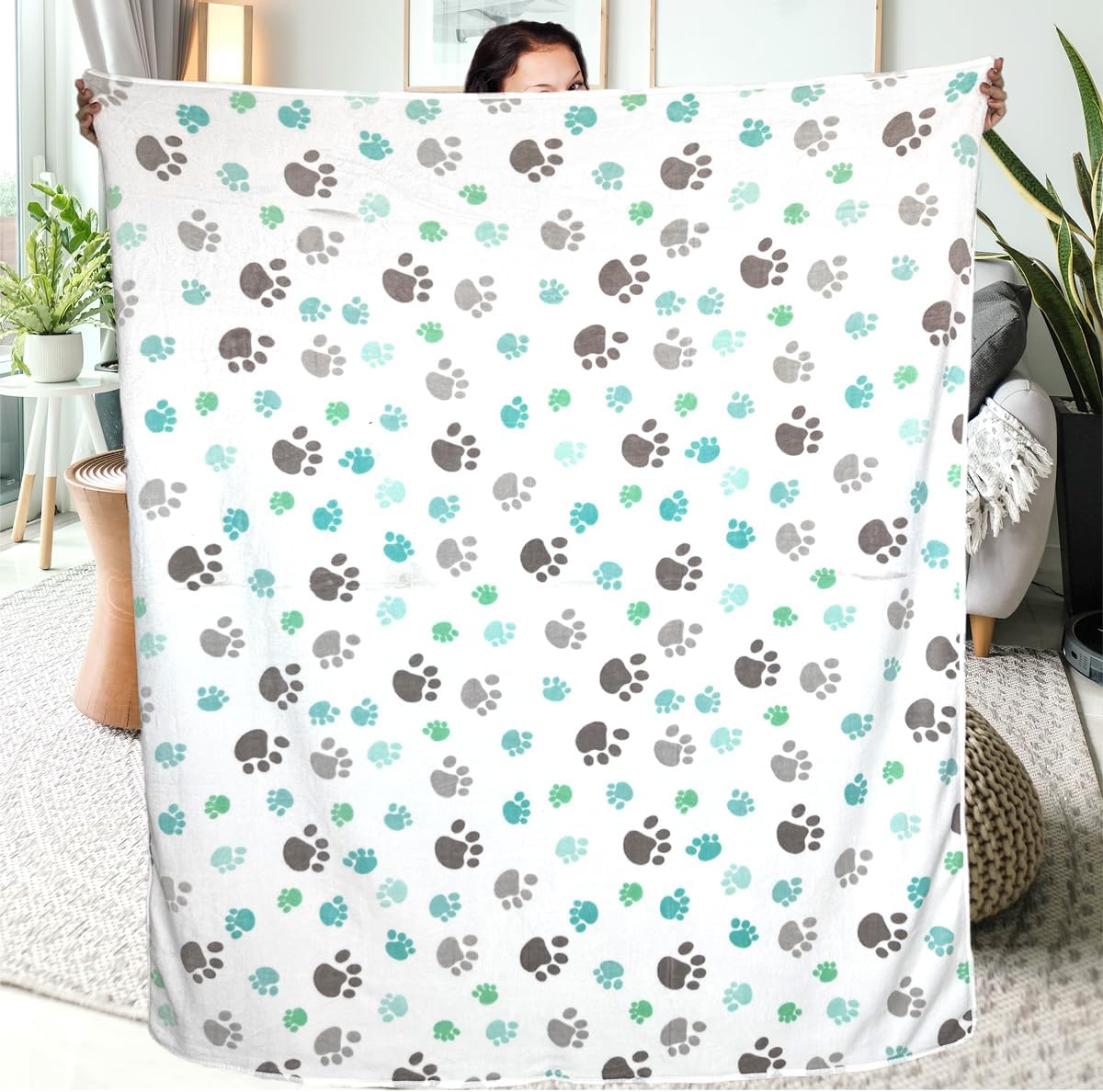 Dog Blankets for Large Dogs, 3 Pcs Dog Blanket Washable, Soft Fluffy Flannel Pet Blanket Mat Cover for Bed Couch, Cute Print Puppy Blanket 60" x 50"