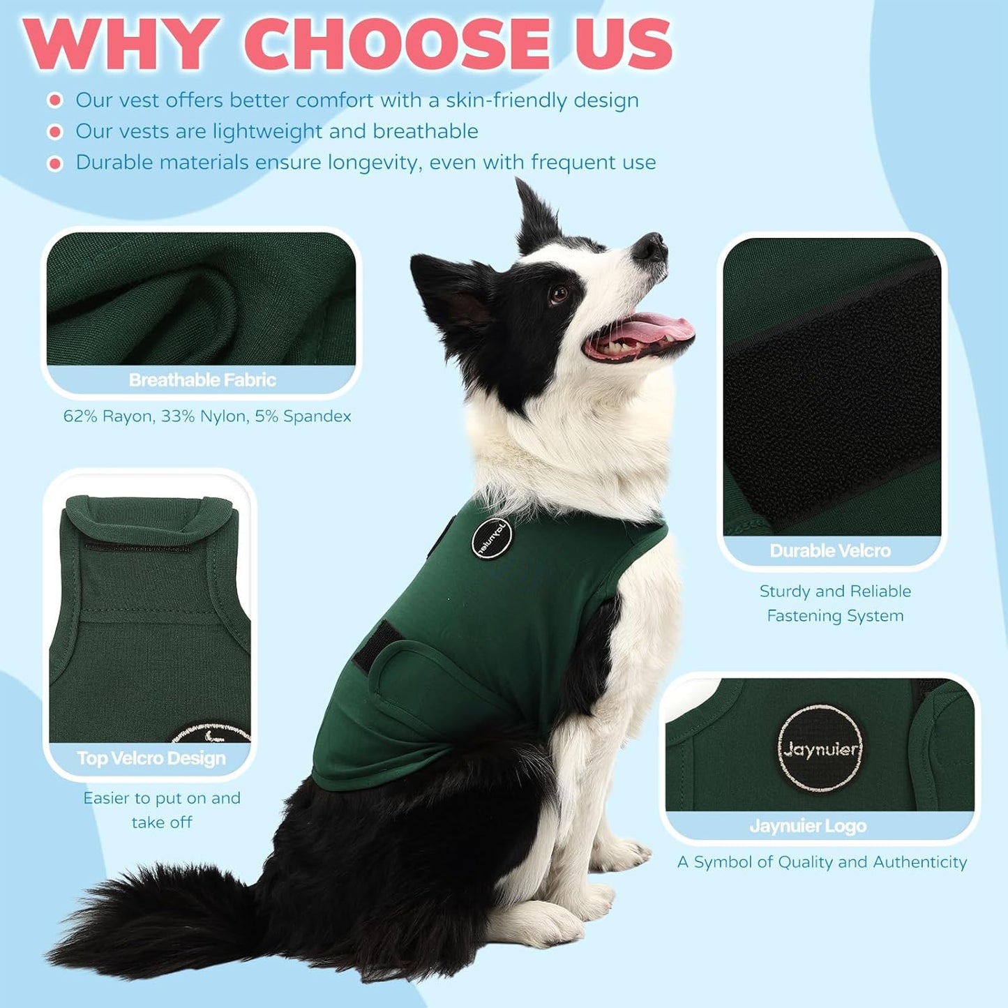 Dog Anxiety Relief Calming Vest, Dog Anxiety Jacket, Skin-Friendly Thunder Jacket
