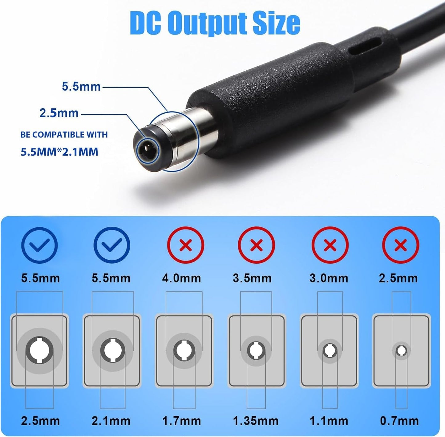 24V 6A DC Power Supply Adapter 144W AOYADAISU Universal AC to DC Power Supply with 5.5mm x 2.5mm&2.1mm Output Jack, 100V-240V 24 Volt 6 Amp Power Converter for LED Strip Light, Router, Cameras