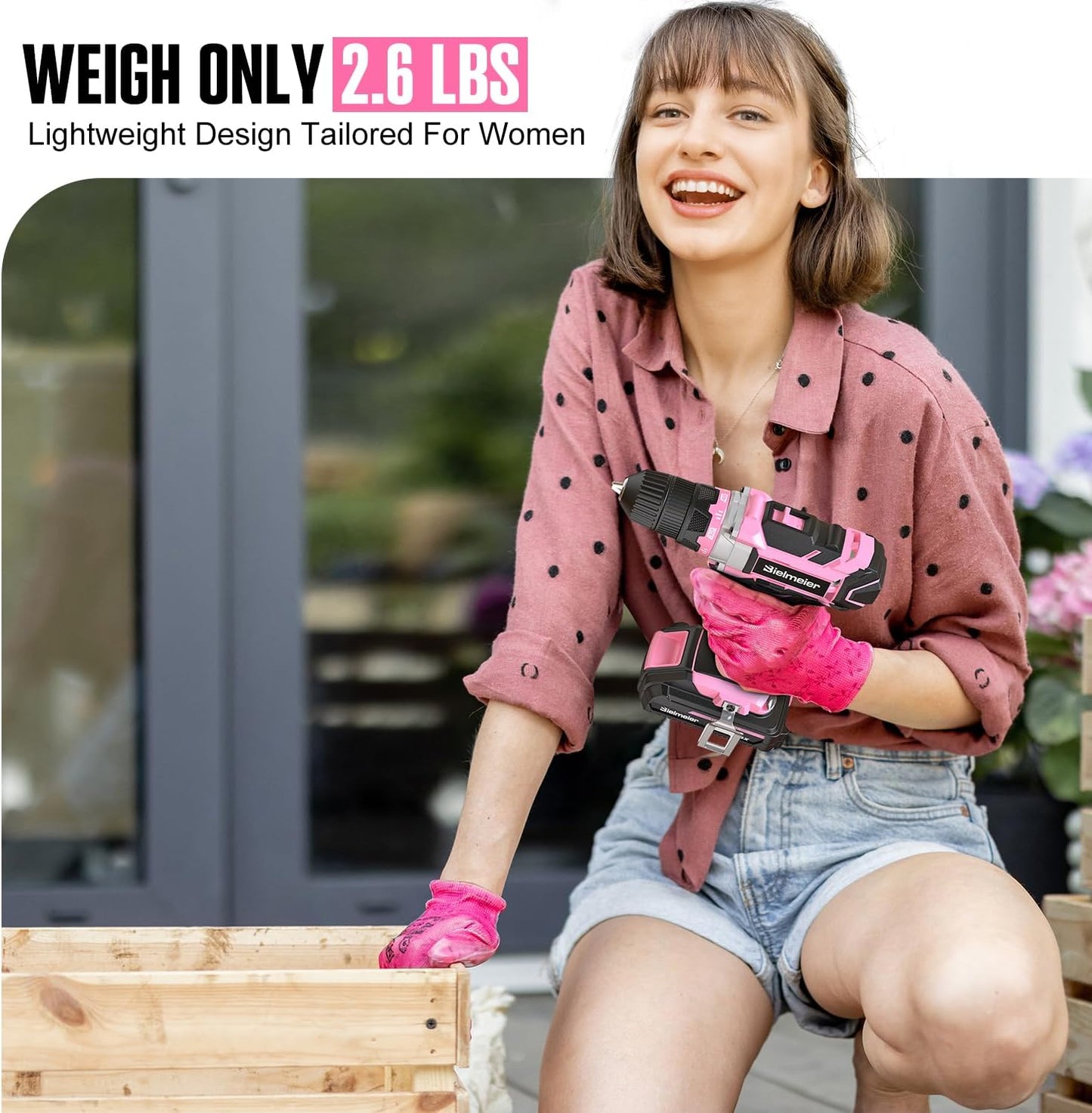 Bielmeier 20V 236Pcs Cordless Pink Drill Set for Women, Lady’s Essential Home Tool Kit with Pink Bag, Perfect DIY Electric Screwdriver Set for Home Repair & Gifts