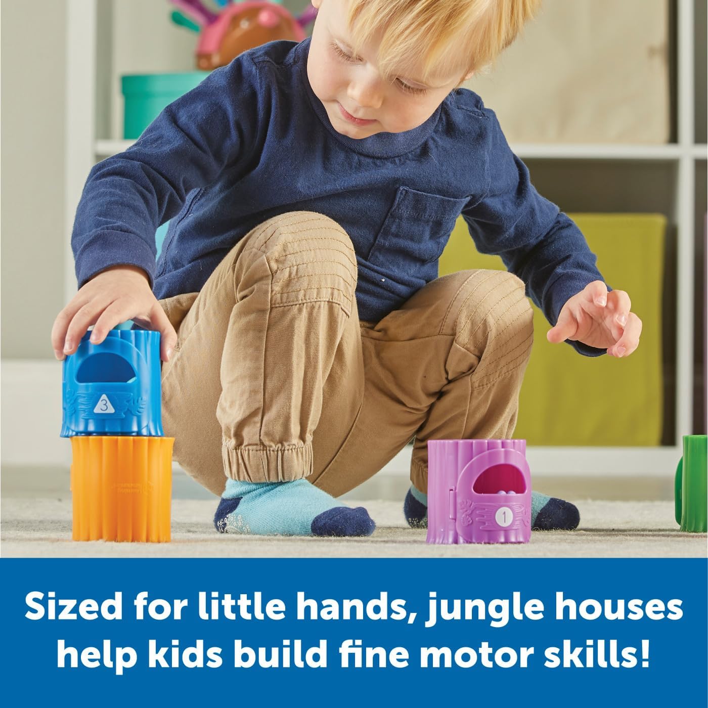 Learning Resources Peekaboo Learning Jungle Toddler - 10 Pieces, Ages 18 Months + , Toddler Montessori Toys, Stacking Shape, Sorting and Matching Skill, Educational Games