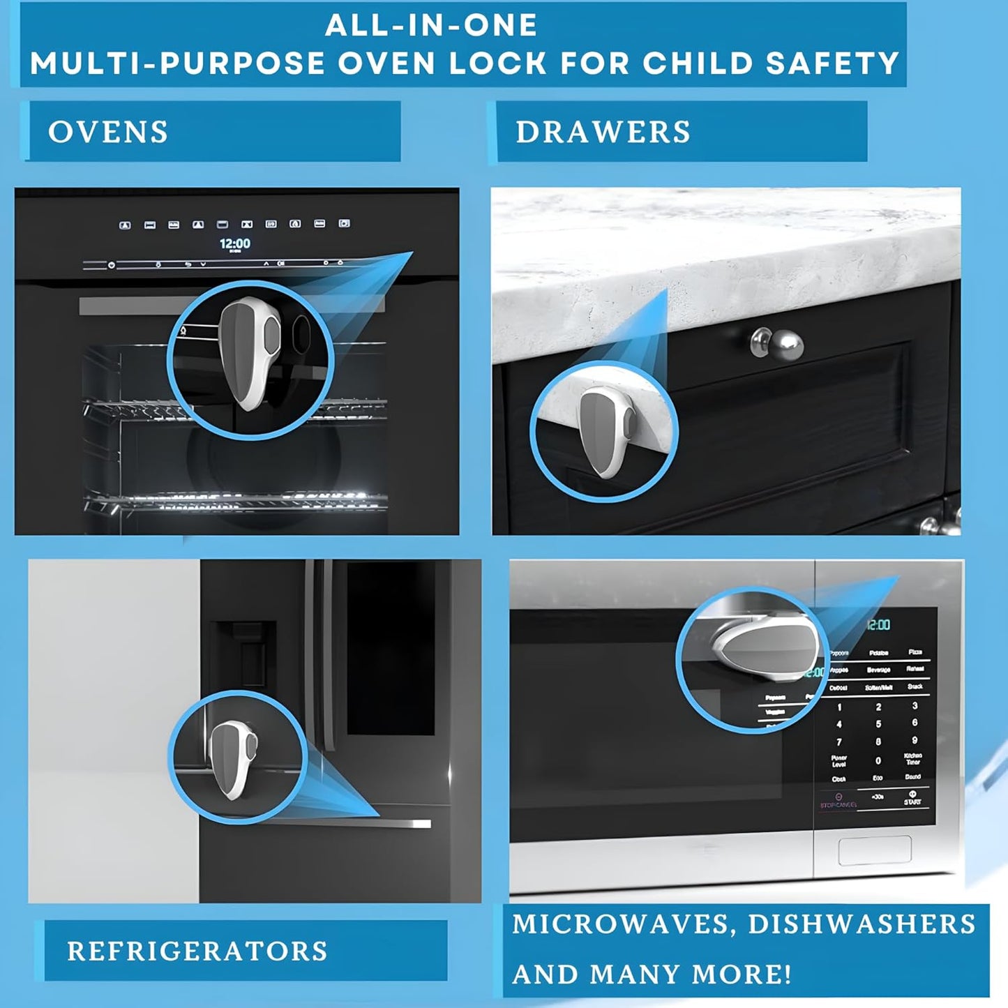 Oven Lock Child Safety, 1 Pack, Oven Door Lock Child Safety, Oven Baby Proofing, Heat-Resistant, Durable & Easy to Install Oven Safety Locks for Toddlers, Baby Proof Oven (White)