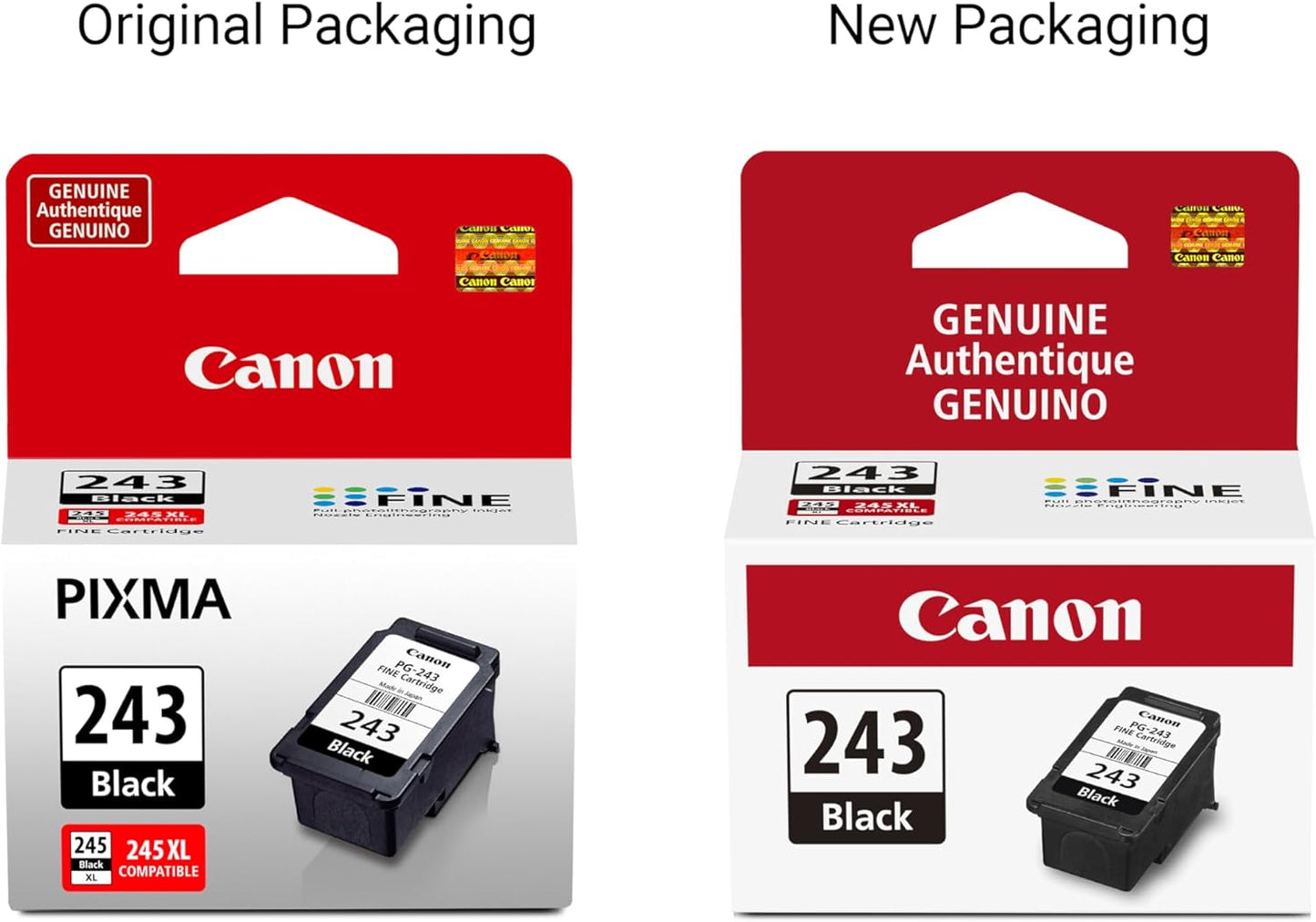 Canon PG-243 Genuine Black Ink Cartridge, Compatible with iP2820, MX492, MG2420/2520/2920/2922/2924/3020/2525, TS3120/302/302a/202/4520/3320