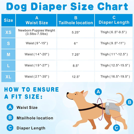 Idepet Female Dog Diapers with Suspender Detachable, 3 Pack Washable Reusable Girl Doggie Diapers for Small Medium Female Dog in Heat Period Cycle Urinary Incontinence Training XS