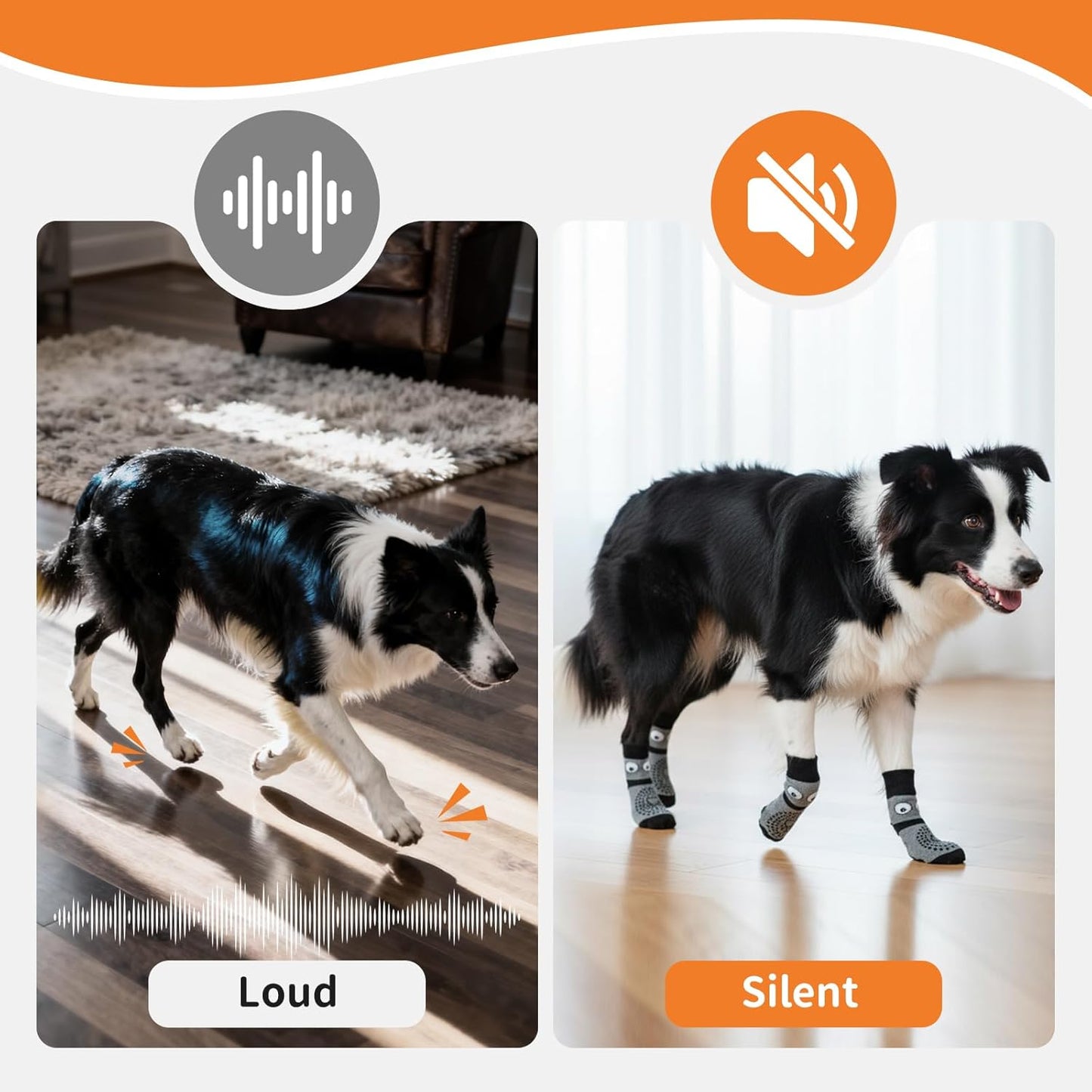 Non-Slip Dog Socks & Owner Sock Set- Extra-Grip, Paw Protection for Senior & Active Dogs(Grey,L)