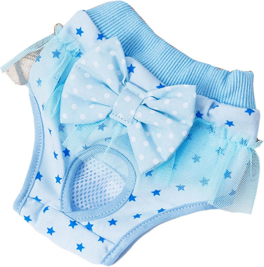 TiaoBug Washable Dog Nappies Female Reusable Period Pants for Puppies Breathable Mesh Leak-Proof Sky Blue Small