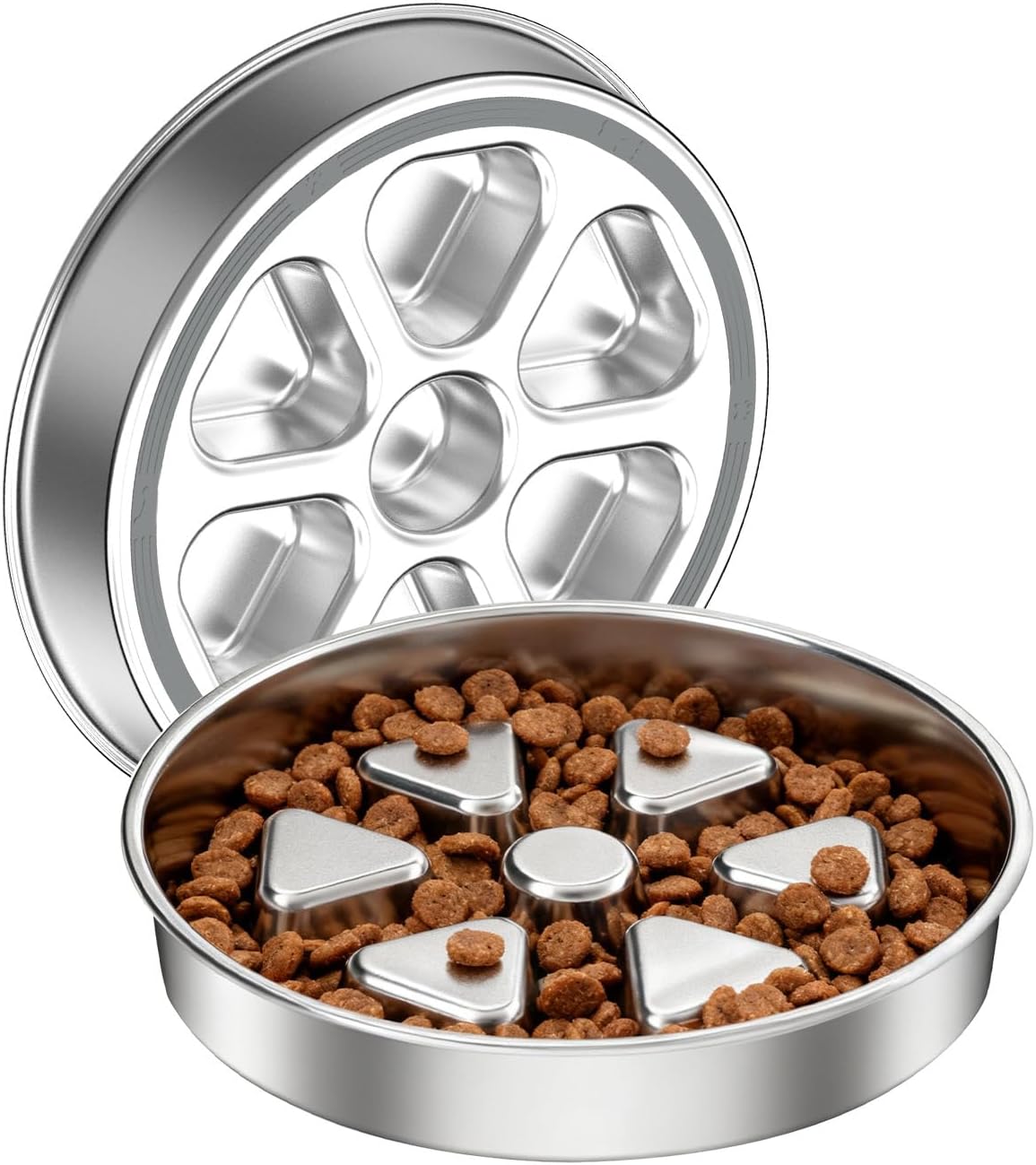 Kactoily Stainless Steel Slow Feeder Dog Bowl, 3 Cup Heavy Duty Slow Eating Bowl, Deep Maze & Non-Slip Base for Medium Dogs, Dishwasher Safe