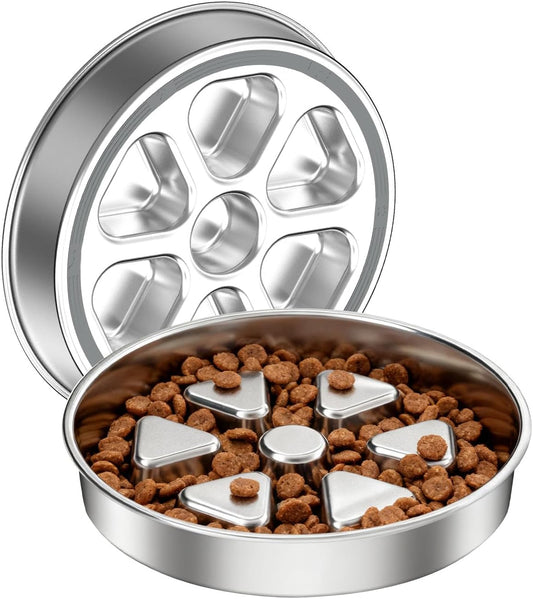 Kactoily Stainless Steel Slow Feeder Dog Bowl, 3 Cup Heavy Duty Slow Eating Bowl, Deep Maze & Non-Slip Base for Medium Dogs, Dishwasher Safe