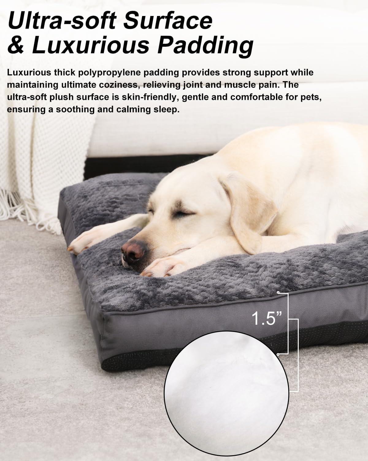 Dog Bed, Washable Cozy Plush Dog Crate Beds, Soft Comfy Kennel Pad Anti Slip Pet Sleeping Mat for Large, Jumbo, Medium, Small Dogs Breeds (29.0 L x 18.0 W x 1.5 Th Inches, Dark Grey)