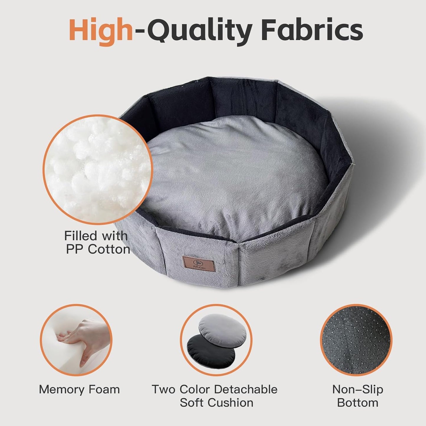 PJYuCien Premium Orthopedic Memory Foam Round Pet Bed for Large Cats, Small Dogs & Puppies - 20" Indoor Donut Cuddler with Non-Slip Bottom, Machine Washable, Supports Pets Up to 18 lbs, Gray