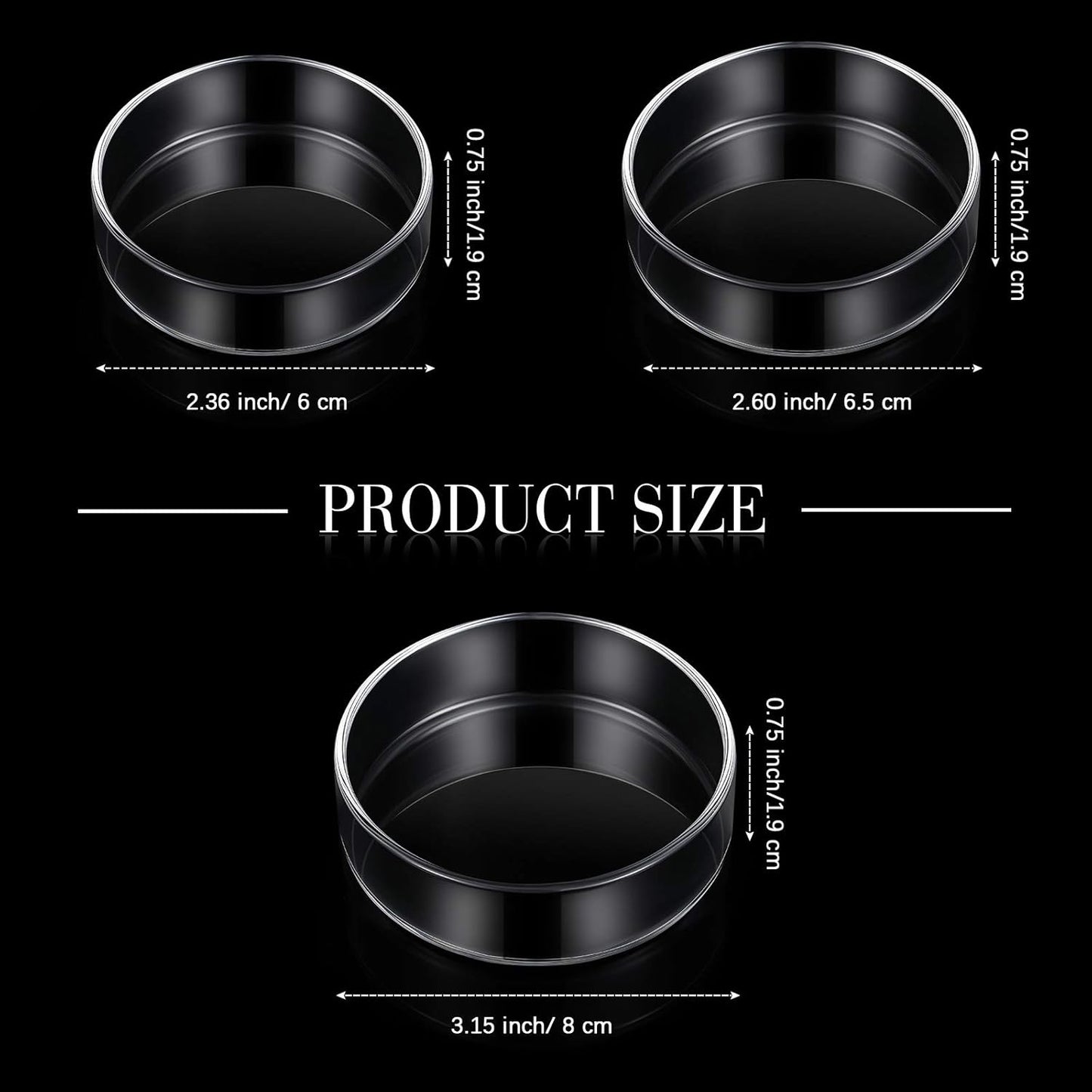Patelai 3 Pieces Aquarium Shrimp Feeding Dish Clear Glass Fish Tank Feeding Bowl Food Bowl Freshwater Tray Feeder, 60mm, 65mm, 80mm