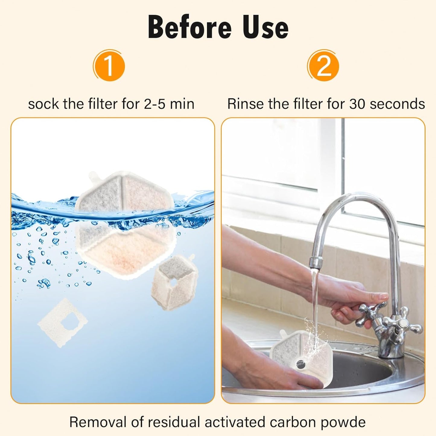 12+12 Filter & Sponges for Smartoo 152oz/4.5L Wireless Cat Water Fountain, Quadruple Filtration Cat Fountain Filter Replacement for Smartoo Replacement Filters