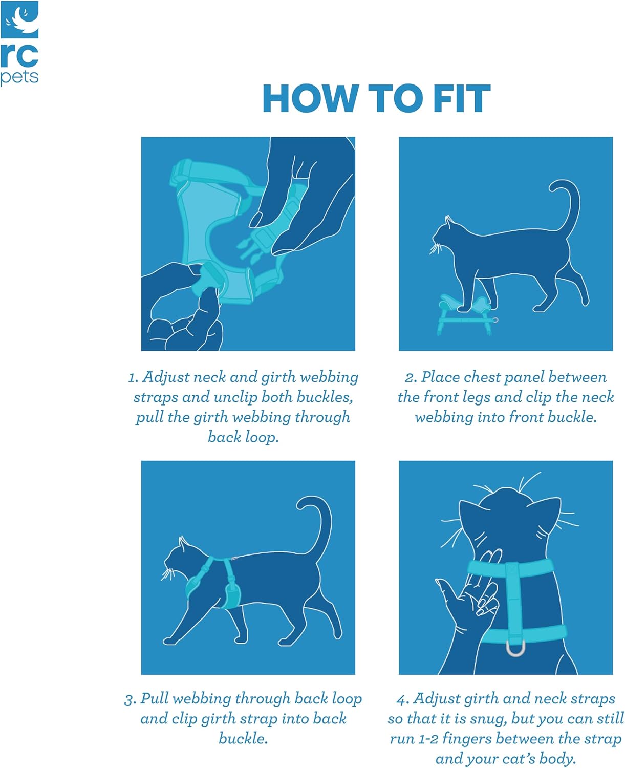 RC Pets Adventure Kitty Harness Includes Adjustable, Airmesh Fabric, 6' Leash and D-Ring Cat Walking Harness | Teal, Medium