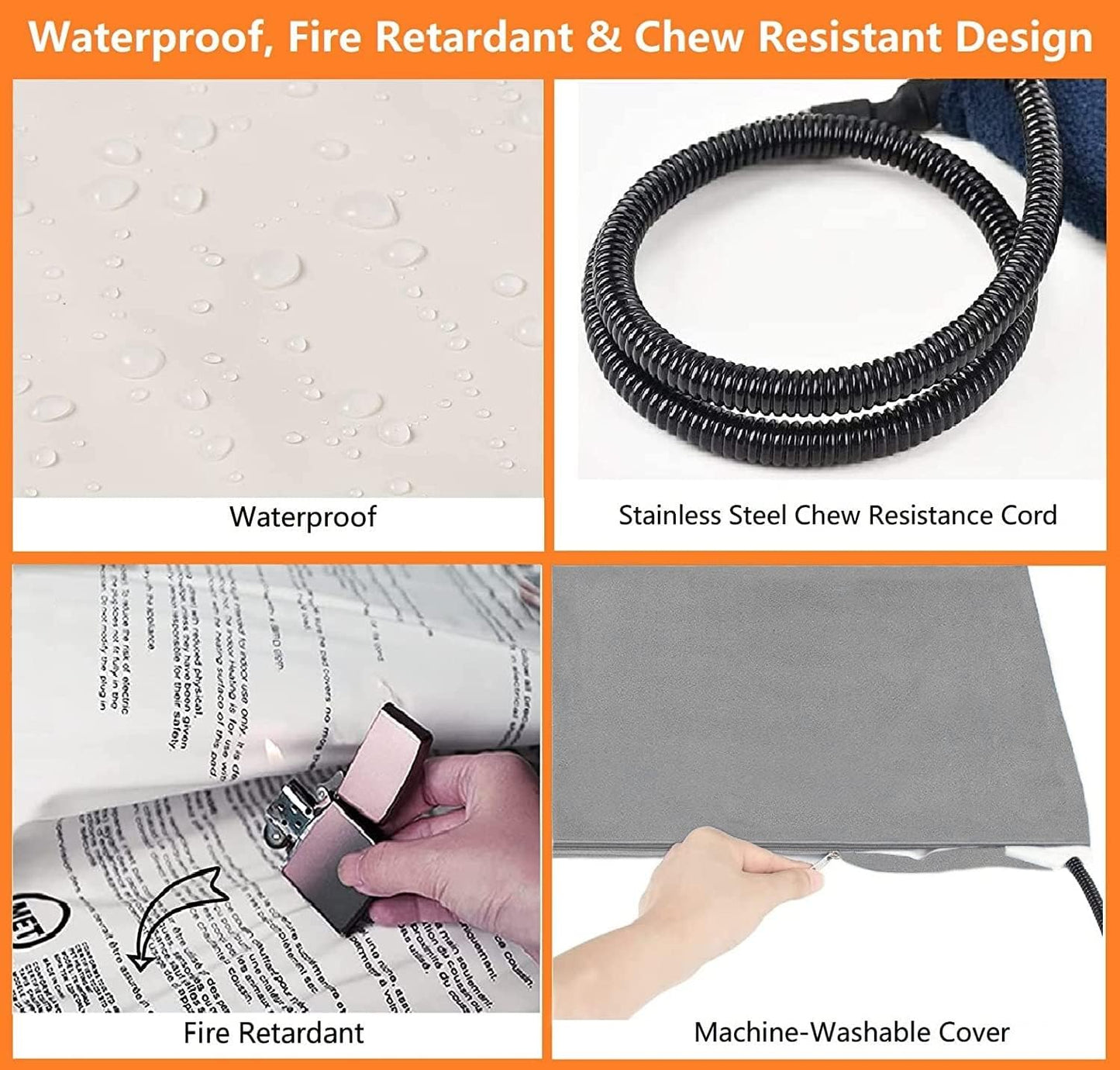 TJOY Pet Heating Pad Electric Heated Mat for Dogs & Cats Indoor Warming Mat with Auto Power Off (M:22''x18''(Gray))