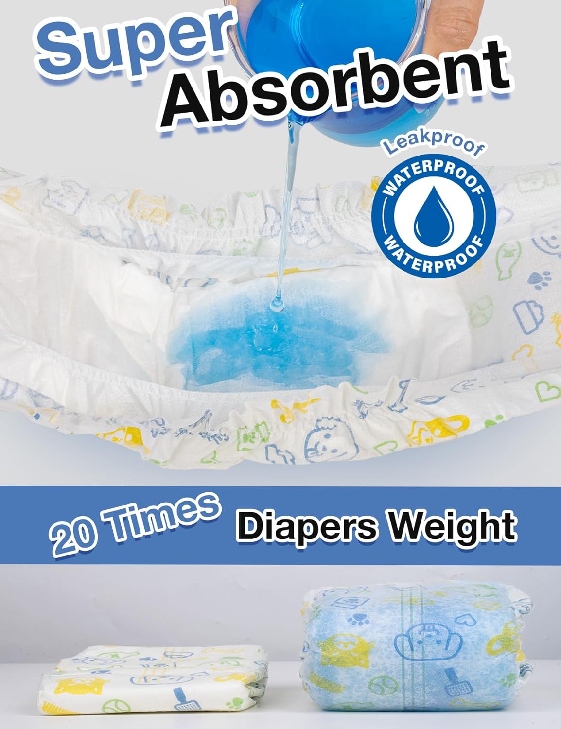 Dono Disposable Male Dog Diapers, Super Absorbent Male Dog Wraps for Small to Large Dogs, 360° Leak-Proof with Wetness Indicator,S,48PCS
