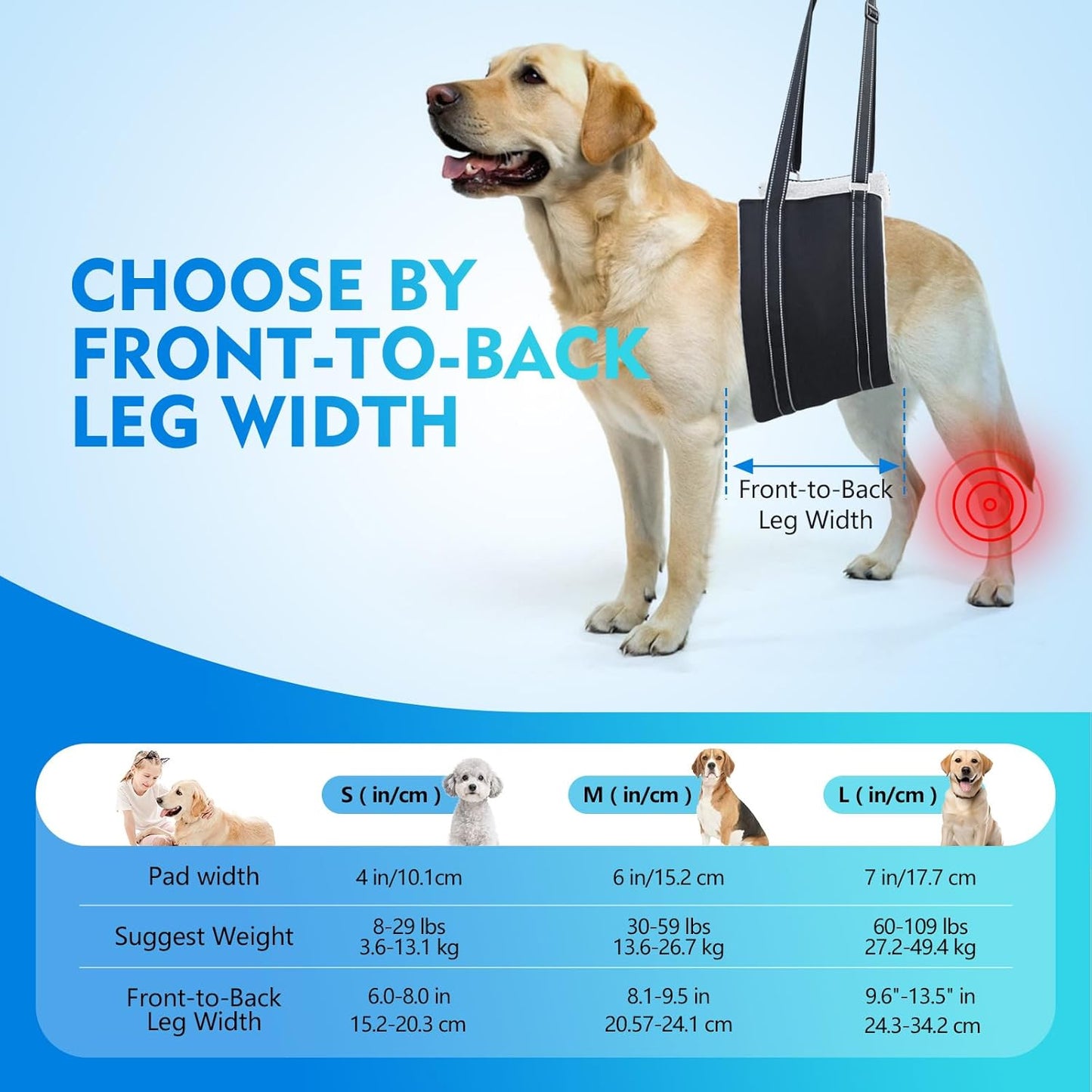 2 Pack Medium Dog Adjustable Lift Harness Sling Lift Support for Weak Rear Legs Knee Brace Leg Support for Senior Disabled and After ACL Surgery Dogs Sling with Knee Brace