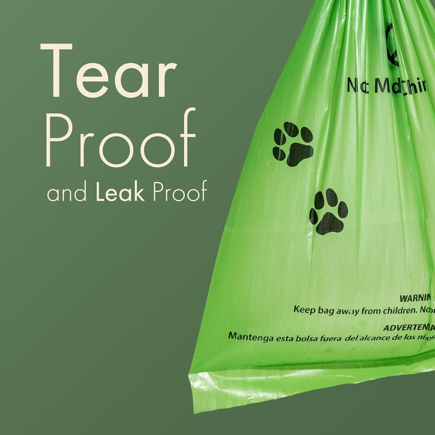 (Not Made In China) Dog Poop Bag Rolls 300 Count, Biodegradable, Leak Proof and Extra Thick Refill Bags For Dogs and Cats, Unscented Earth Friendly Waste and Doggy Litter Bag