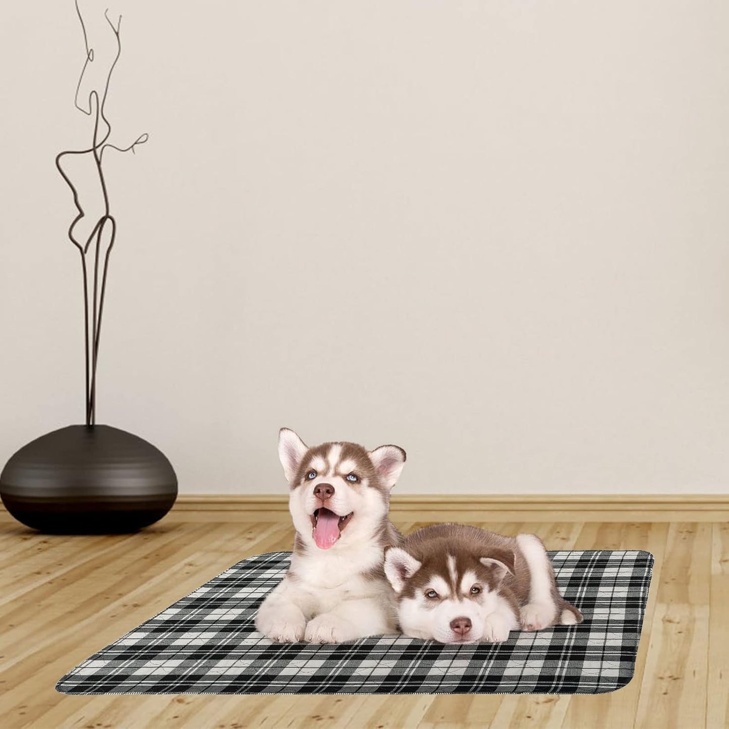 KOOLTAIL Reusable Puppy Pads, 2 Pack Washable Pee Pads for Dogs-Waterproof Non-Slip Plaid Puppy Training Pads, Absorbent Whelping Pads for Potty, Crate, Playpen, Bed, Sofa, Dog Large Mat, 36"x 41"