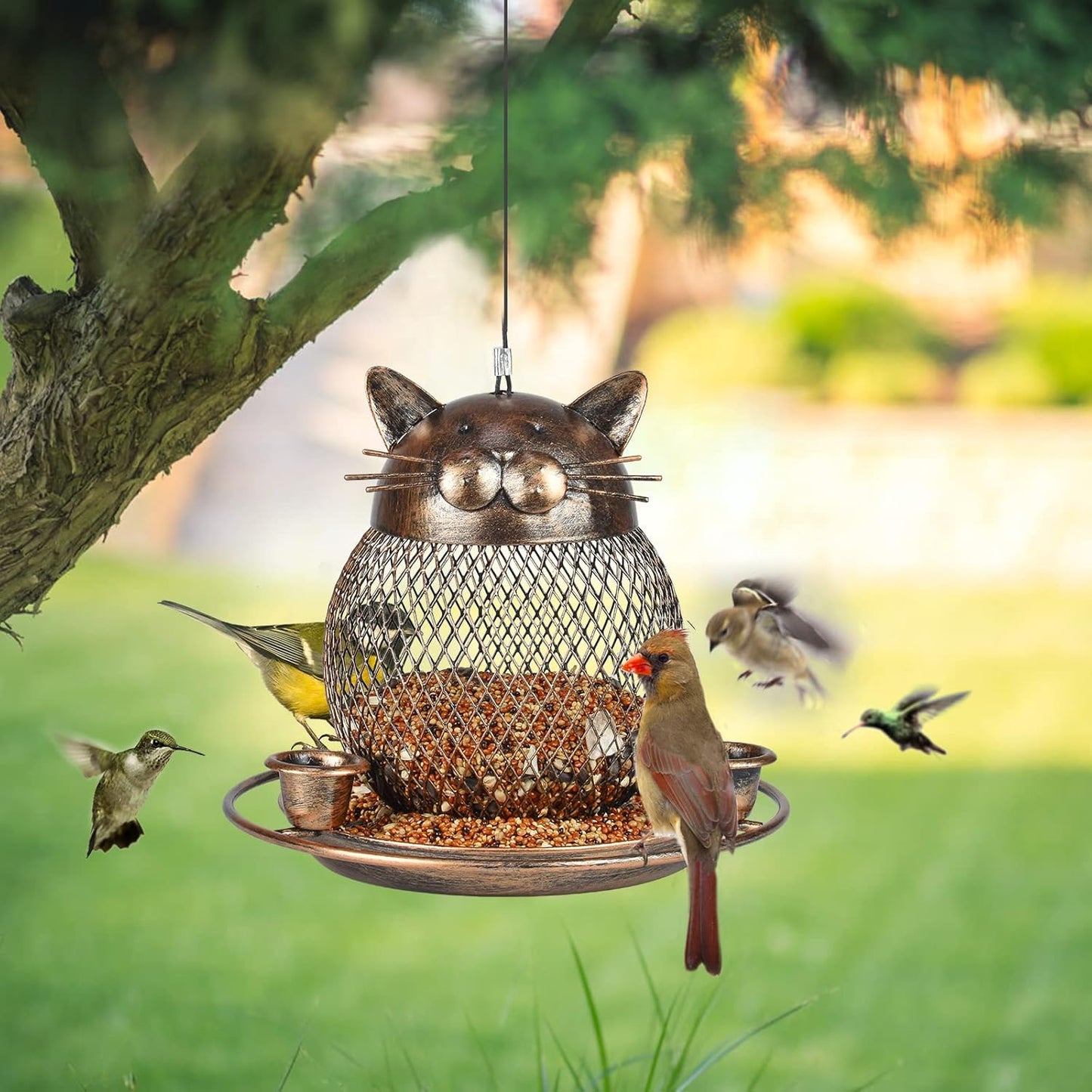Bird Feeders for Outdoors, Heavy Duty Metal Wild Bird Feeder, Finch Bird Feeder Sparrow Birdfeeder for Garden Yard Hanging Decor