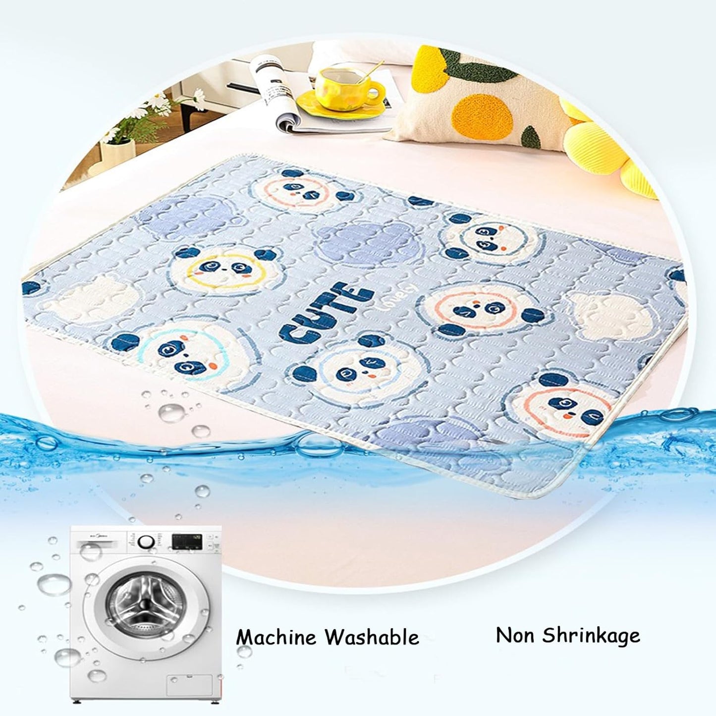 Guinea Pig Cage Liners, 2 PCS Rabbit Bedding Mats Pet Waterproof Pee Pads Small Animals Soft Non-Slip Washable Training Pads for Cat Chinchilla Puppy (23.6 x 55.1 inches)