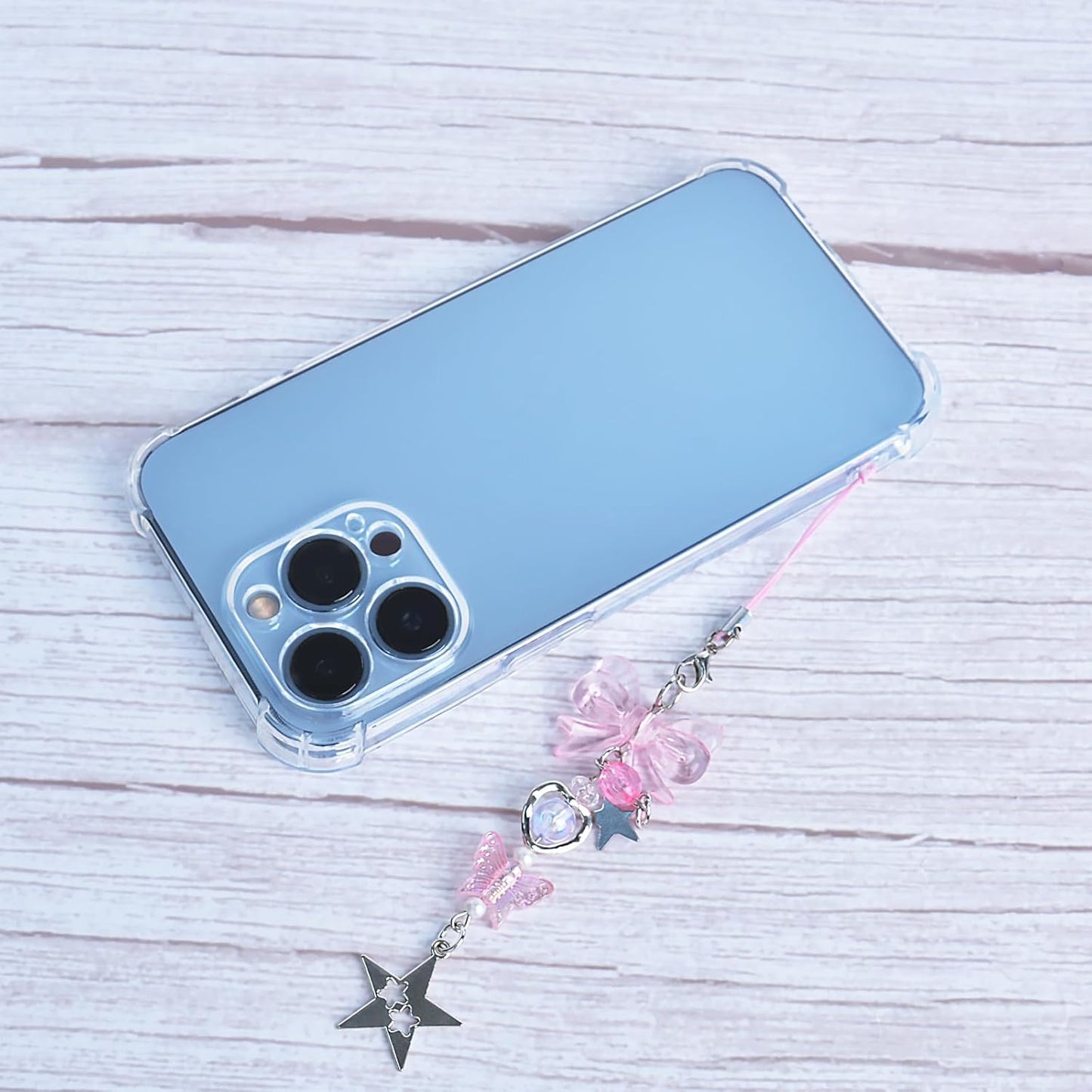 1-4PCS Cute Phone Charms Aesthetic Y2K Cellphone Charms Strap Pink Strawberry Butterfly Star Charm Y2K Accessories for Phone Bag Keychain Airpods Camera Pendants Decor