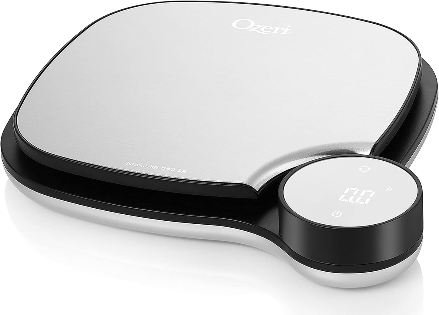 Ozeri Stainless Steel Kitchen Scale, 0.1 g (0.01 oz) Weighing Technology, Black