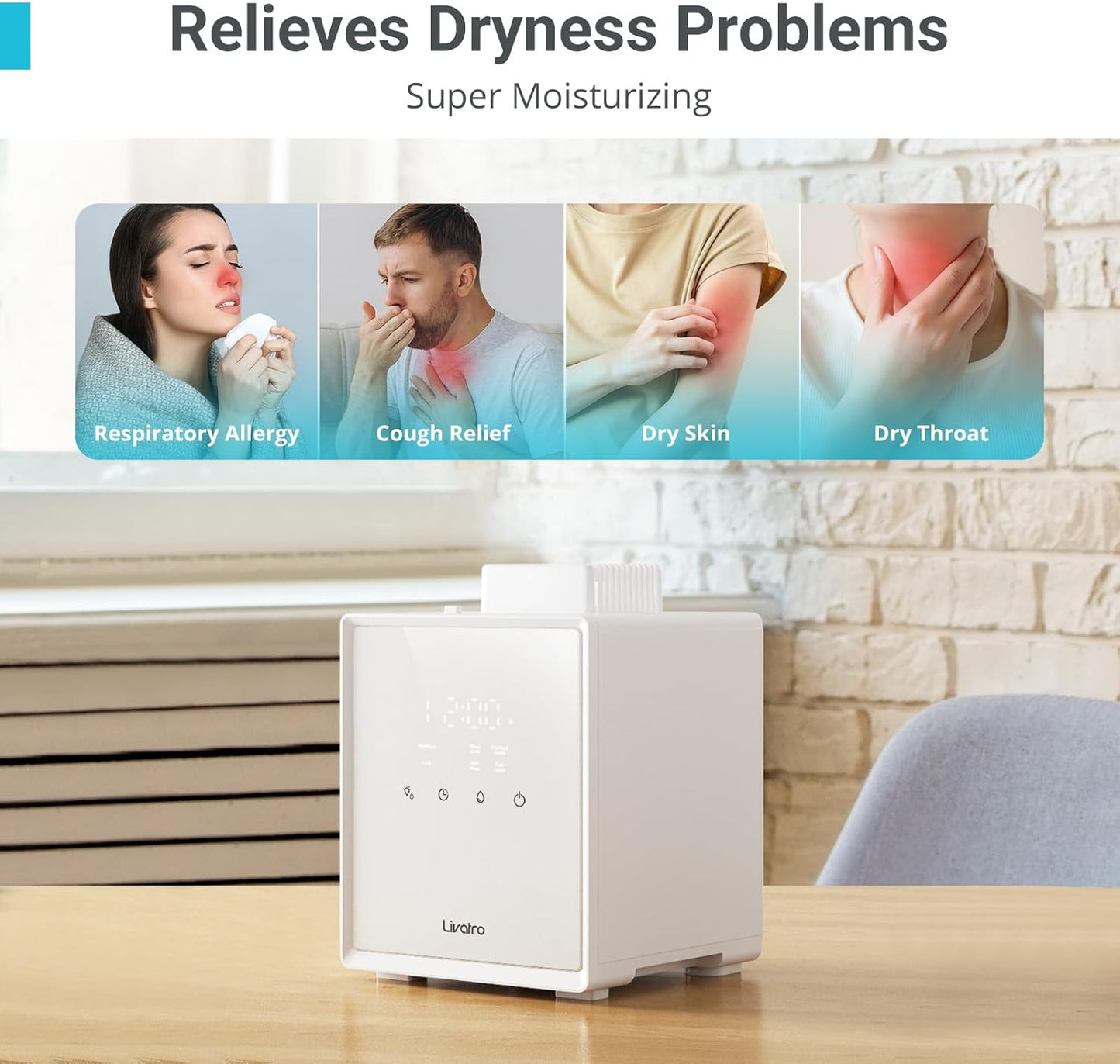 Stainless Steel Humidifier, 3L Warm Mist Humidifier, Easy Clean with Warm Steam Humidifier, Healthy Air Mist Humidifiers for Bedroom Living Room, with Sleep Mode and Auto-off Setting