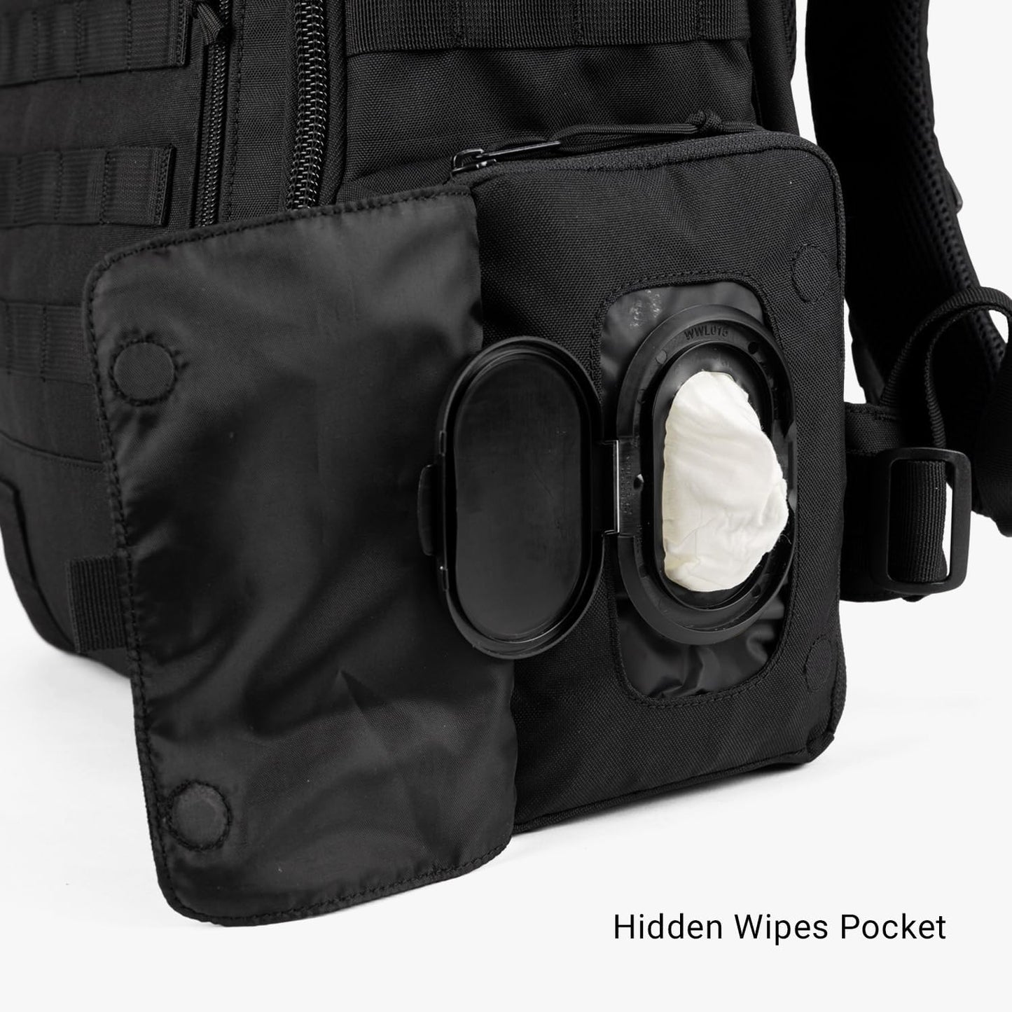 Tactical Baby Gear Daypack Tactical Diaper Bag Backpack for Dads - MOLLE compatible, Built-in Changing Mat, Stroller Straps (Black 4th Gen)
