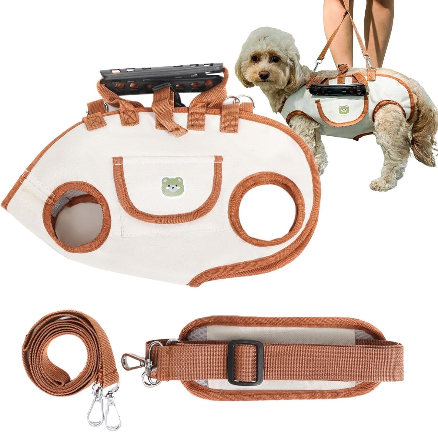 Body Support - Puppy Sling for Full Mobility | Adjustable Vest Architecture with Reinforced Load Bearing Straps & Breathable Padded Lining for Walking, Cycling, Road Trips and Outdoor Travel