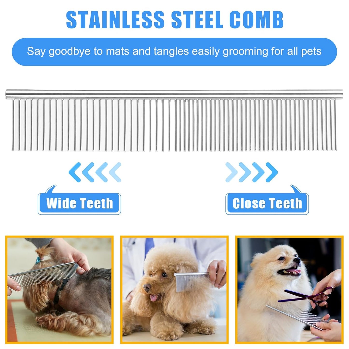 Complete Pet Grooming Solution by Dog - 9PCS Kit with Slicker Brush, Deshedding Tool, and Grooming Comb for All Breeds and Sizes, Promotes Healthy Skin and Coat