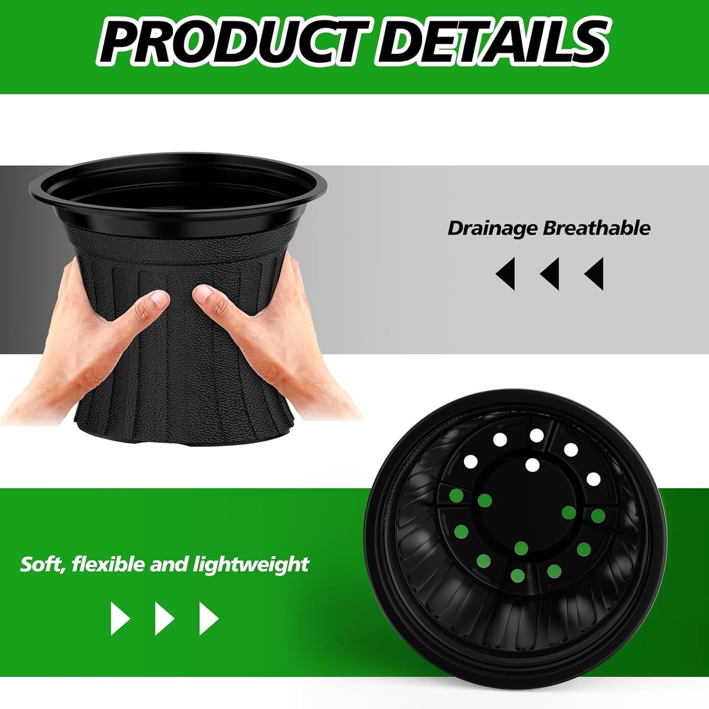24 Pcs 3 GallonPlanter Nursery Pots, Seed Starting Pot Plastic Flower Seedling Pots with Drainage Holes Flexible Plant Container for Indoor Outdoor Garden Lawn Yard Plants Seedlings (24, 3 Gallon)