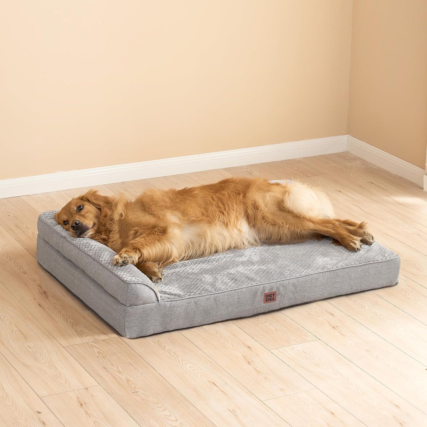 EHEYCIGA Extra Large Dog Bed Othorpedic 44x32x6.5, Memory Foam XL Dog Bed with Washable Removable Cover, Waterproof Pet Sofa Couch XLarge Size Dogs with Nonskid Bottom, Grey