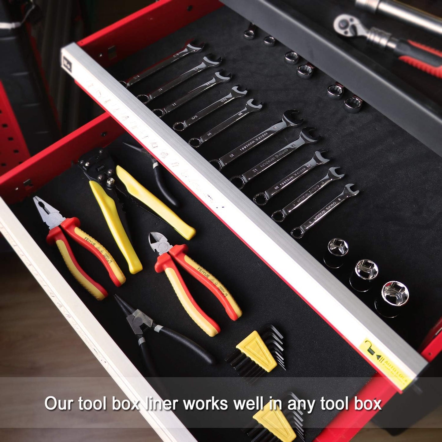 CASOMAN Professional Tool Box Liner and Drawer Liner - 16 inch (Wide) x 6 feet (Long), Non-Slip,Black