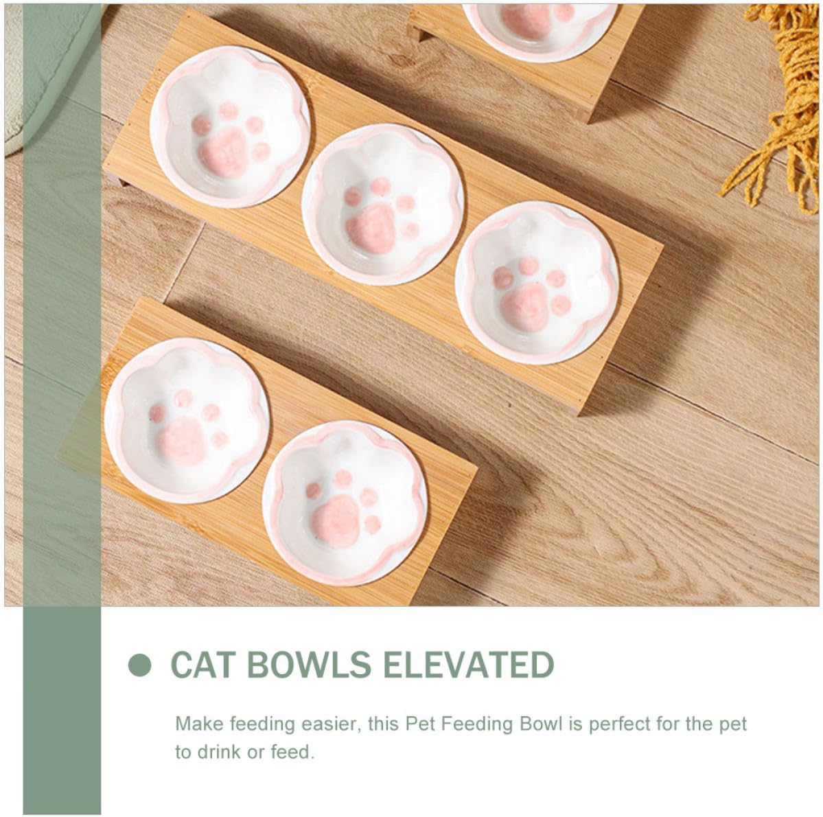 Milisten Elevated Cat Bowl with Stand and Ceramic Bowls, Whisker-Friendly Raised Feeding Station for Indoor Cats and Kittens