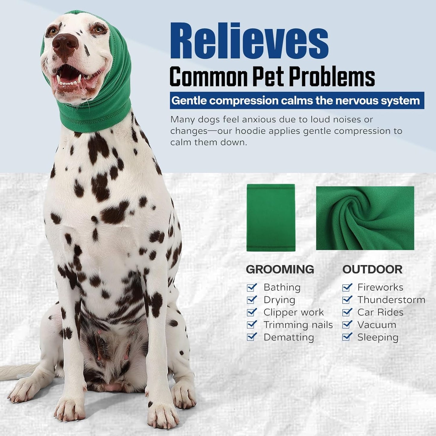 Dog Calming Hoodie Quiet Head Cover Sleeves Anxiety Relief/Noise Protection - Grooming - Thunder - Fireworks
