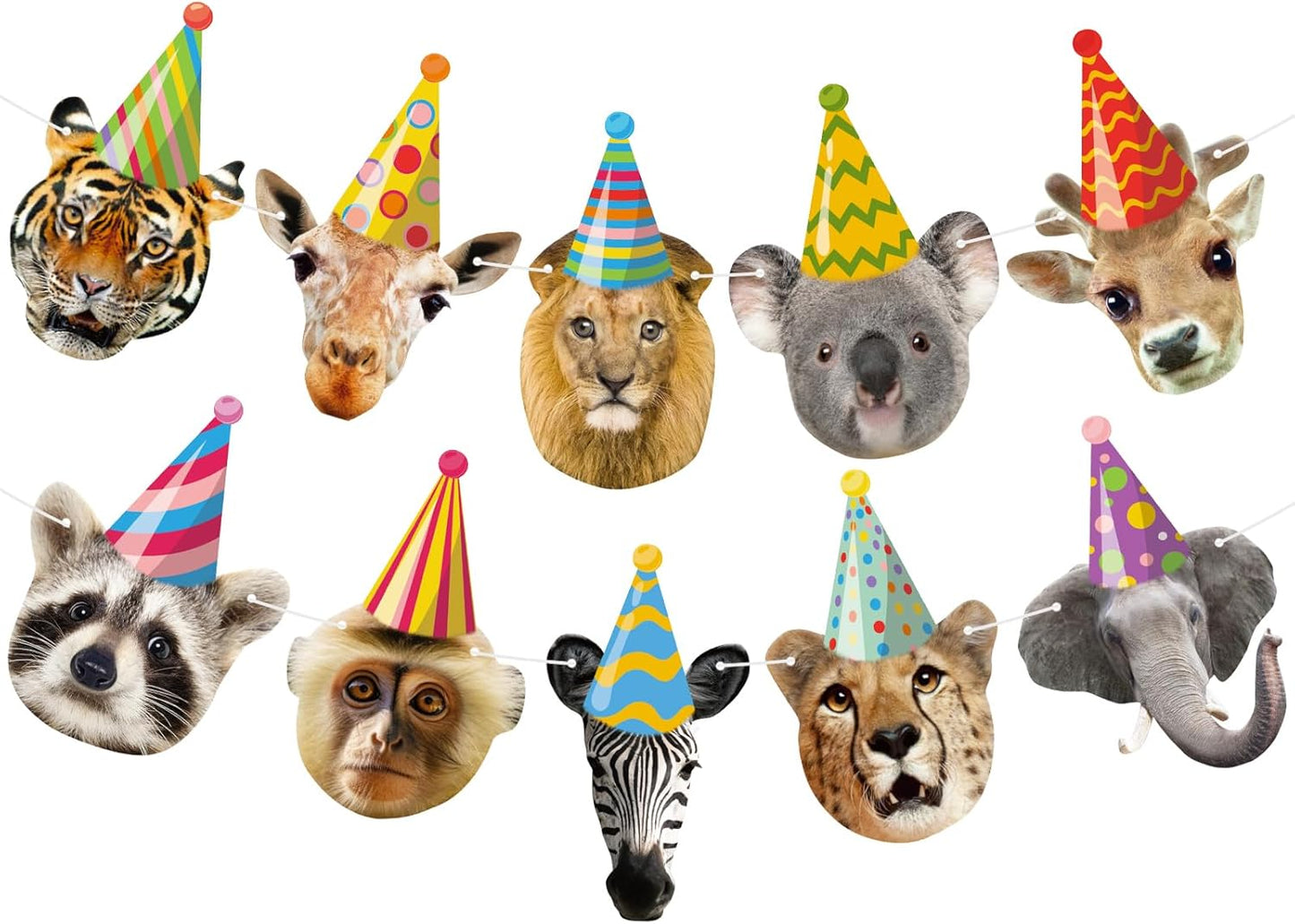 Hooqict Safari Animals Happy Birthday Banner Animal Birthday Party Decorations Party Animal Banner Garland for Jungle Birthday Decorations Kids Wild Zoo Party Supplies