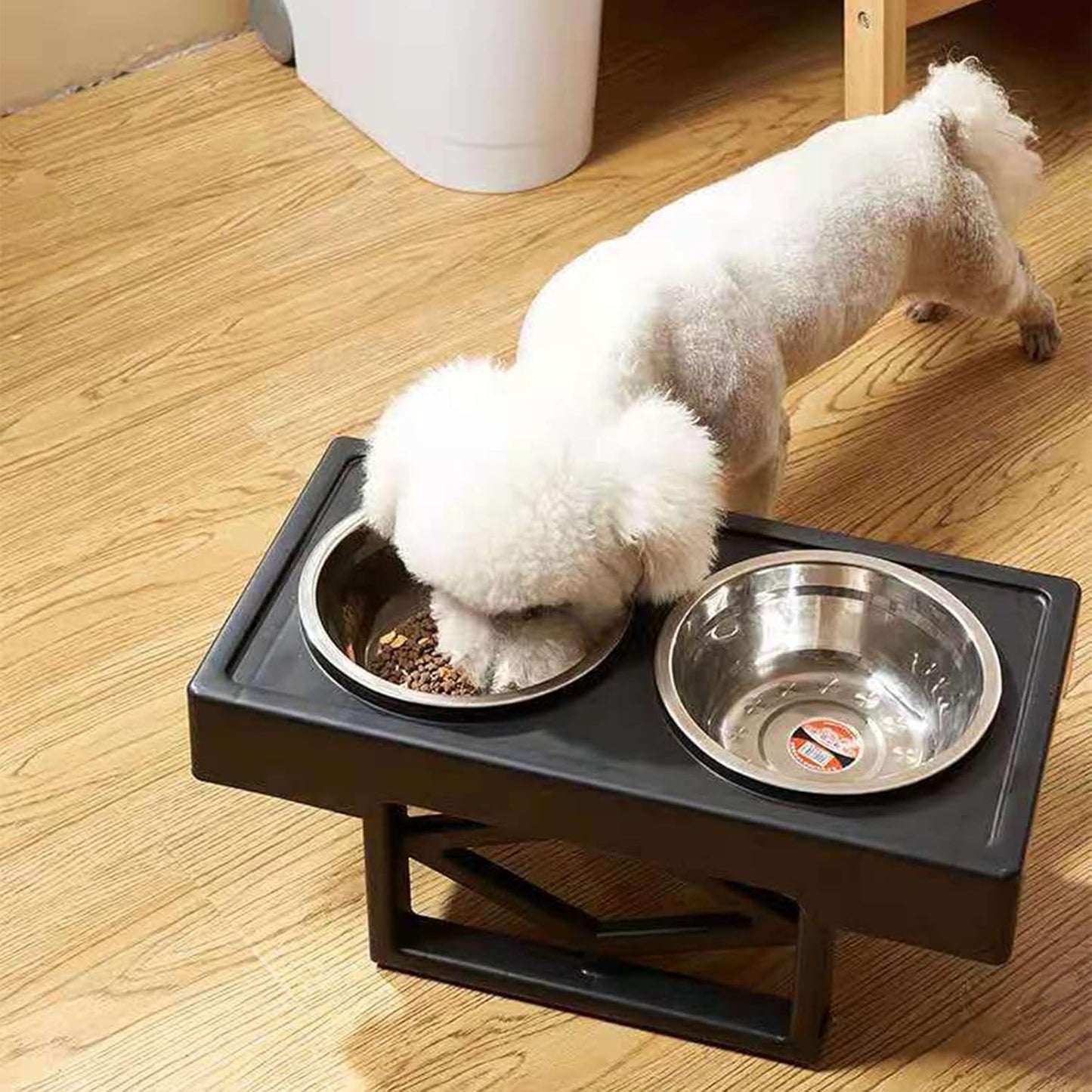 Adjustable Dog Bowl Stand, Elevated Dog Feeder with Detachable Stainless Steel Food and Water Bowl, Dog Food Bowl Stand for Dogs Cats 3 Heights, 2.75”, 8",12'',Black
