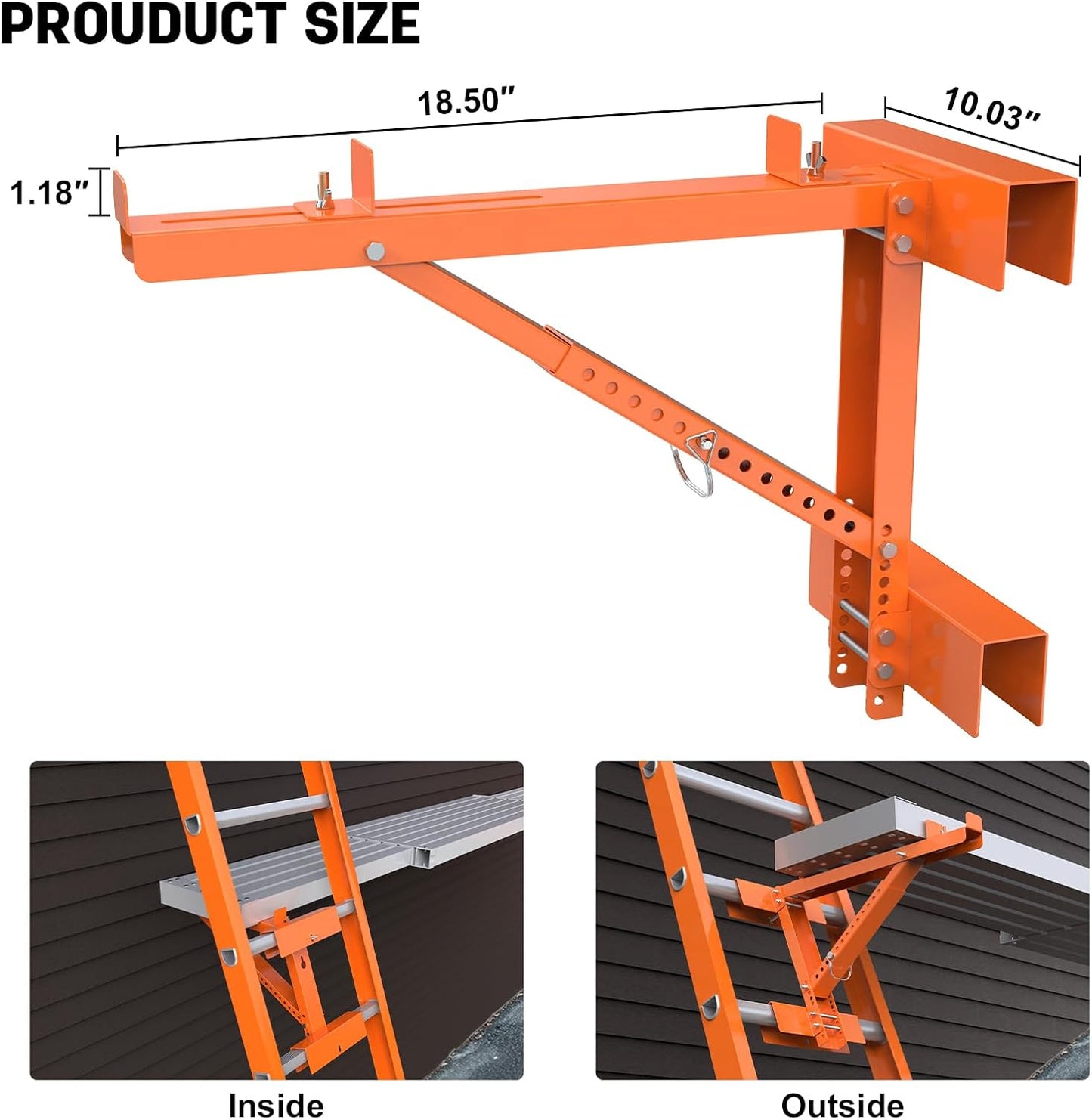 New Upgraded Adjustable Ladder Jacks 2 Pack for Scaffolding Platform, Two-Rung Short Body Extension Ladder Jack Scaffold Bracket, Orange Ladder Platform Accessories Ladder Jack Part for Working Stage