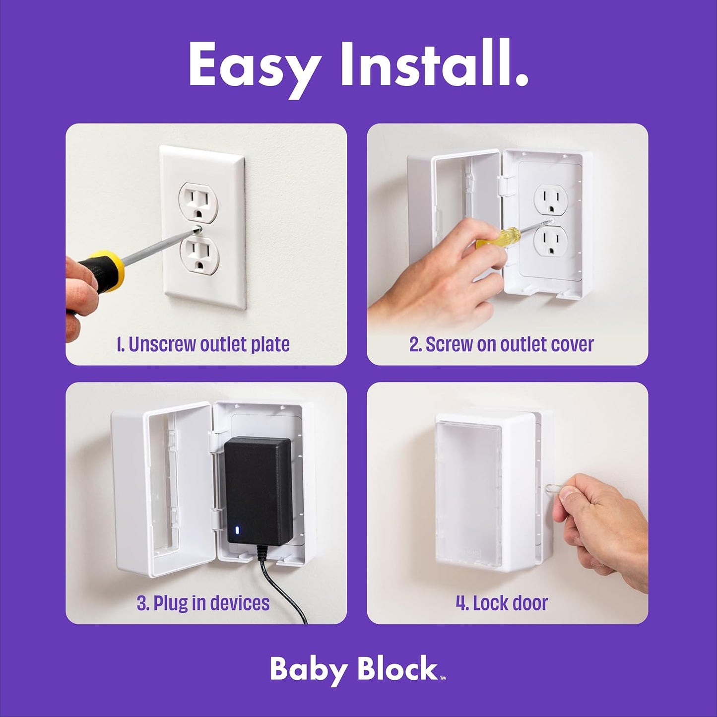 Outlet Cover Box Baby Proofing – Locking Plug Cover Box with Outlet Lock, Childproof Plug Covers for Cords & Power Plugs, Plug Lock Cover for Wall Outlets