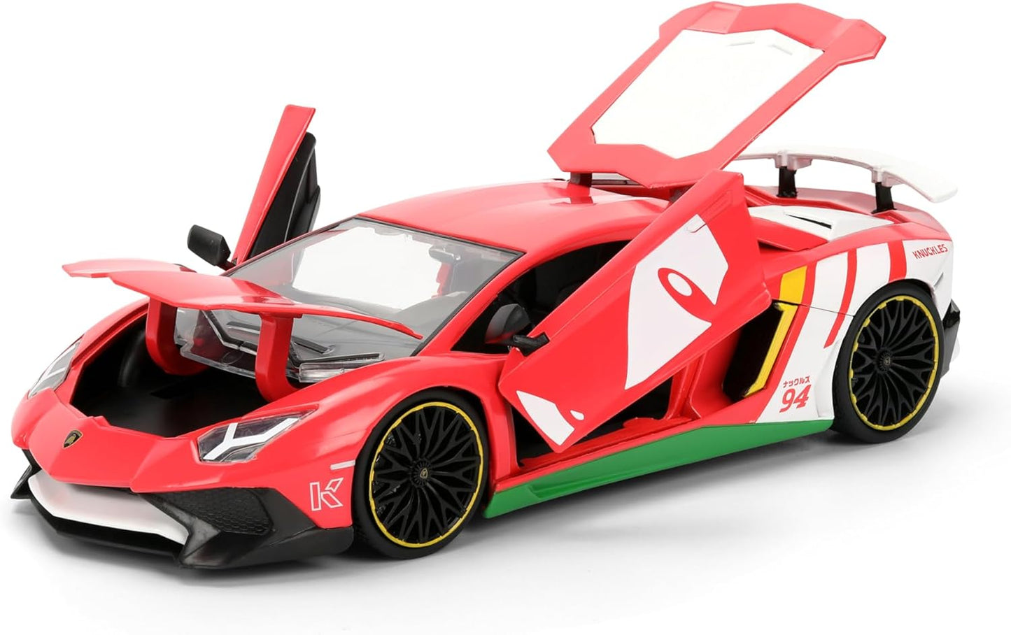 Jada Sonic Knuckles with Lamborghini Aventador SV – Hollywood Rides Die-Cast Vehicle & Knuckles Figure Toys – Opening Doors & Hood – Ages 8+