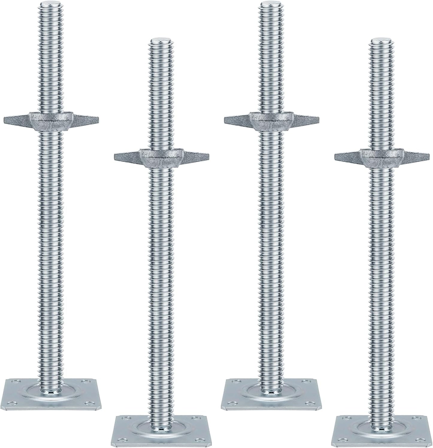 18" Scaffold Adjustable Leveling-Jack Parts - Yzzwer Galvanized Solid Threaded Rod Scaffolding Feet for Baker Style Scaffolding 4 Pack